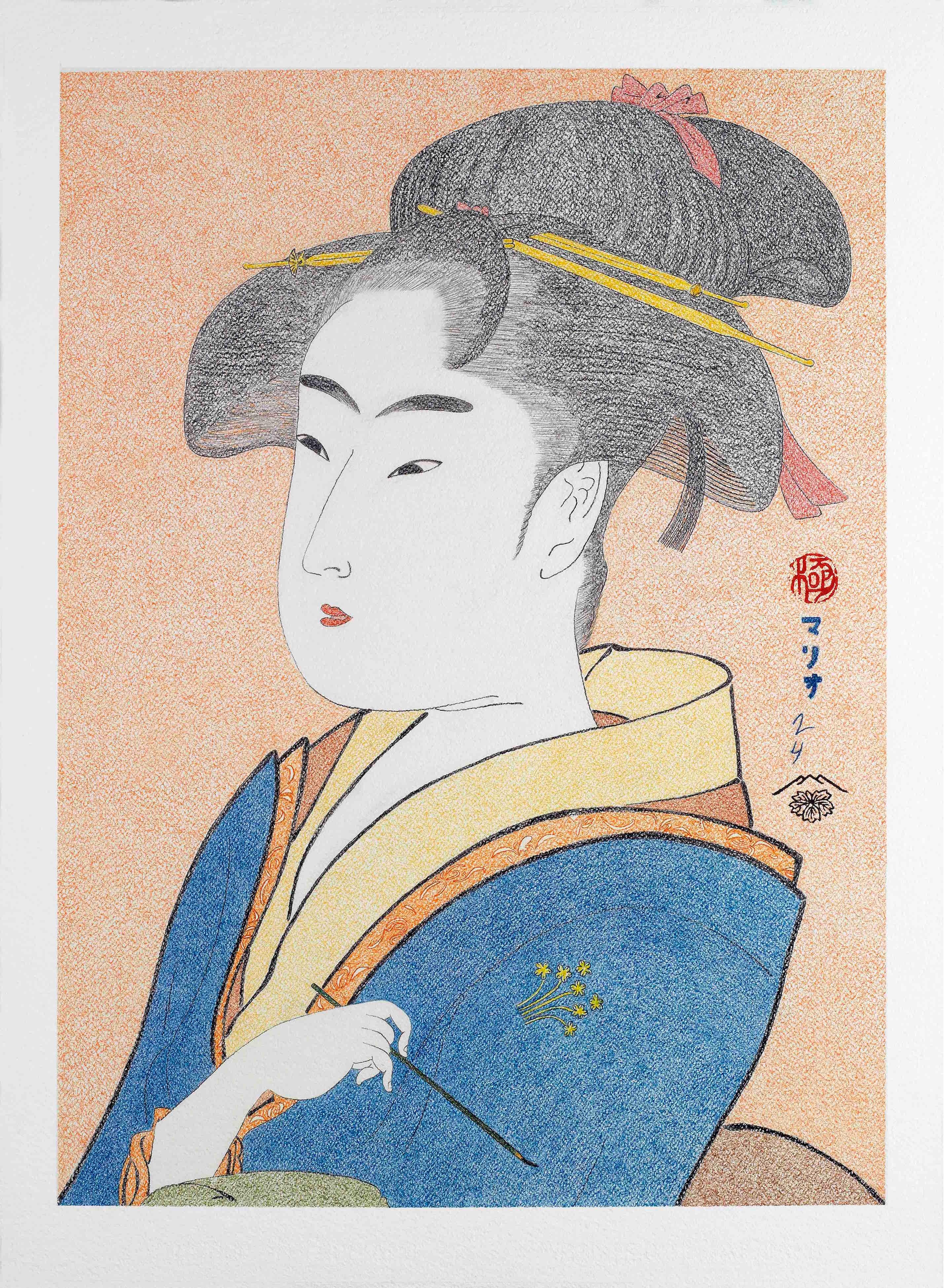 Japanese Art Ukiyo-e Figurative Painting, Tomimoto Toyohina, Edo period