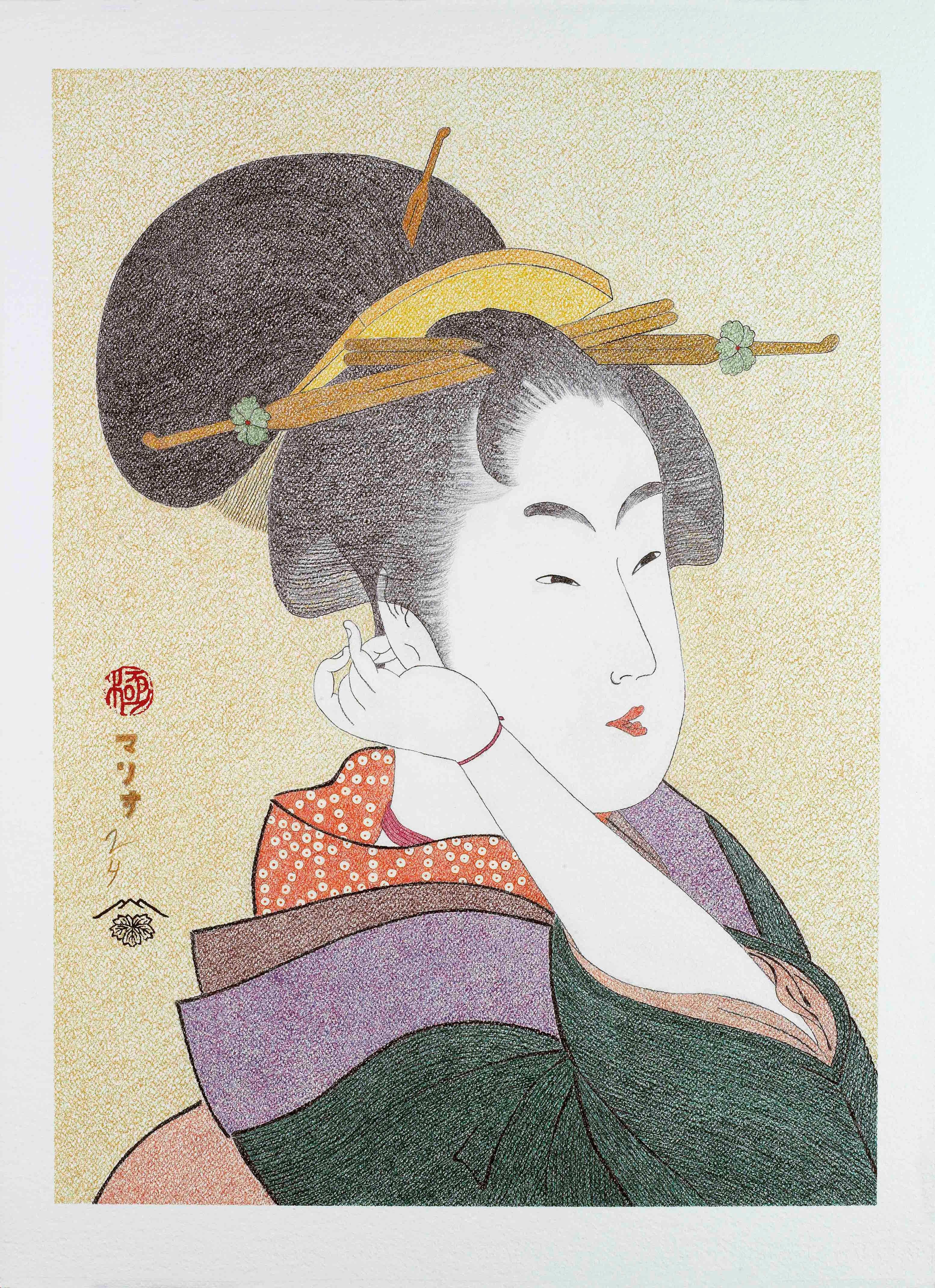 Mario B. Gil Figurative Art - Japanese Art Ukiyo-e Figurative Painting, Tatsumi Roko, Edo Period
