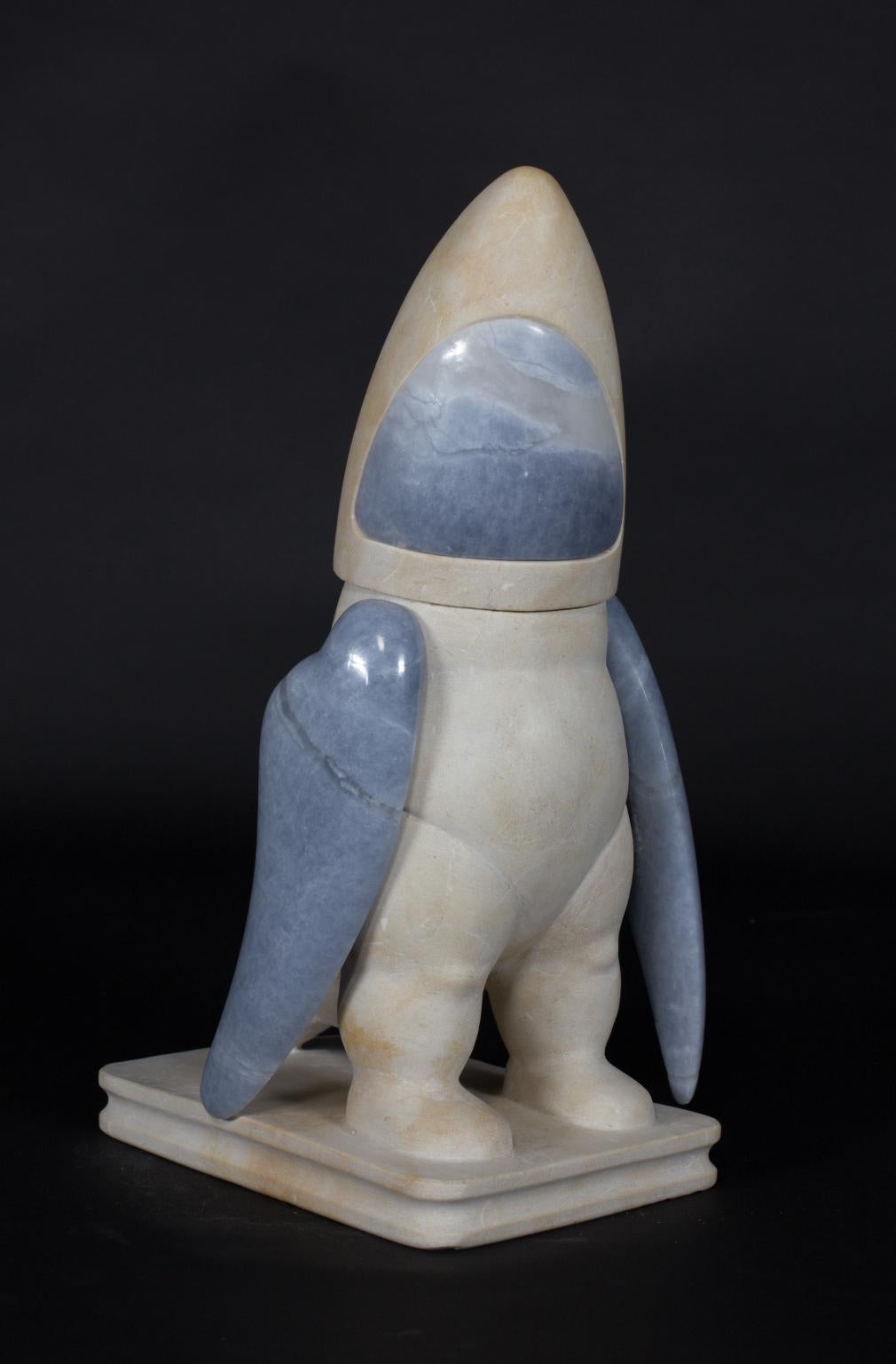New Age Explorers: The Shark. Figurative Marble Sculpture by Mario Romero - Art by Mario Romero Fernández