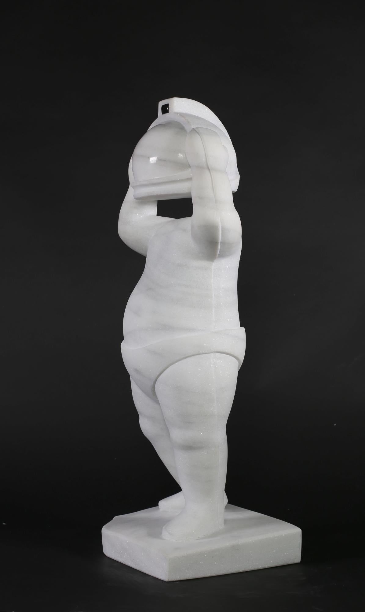 New Age Explorers. Nº1 Without Neck. Figurative Marble Sculpture by Mario Romero 2