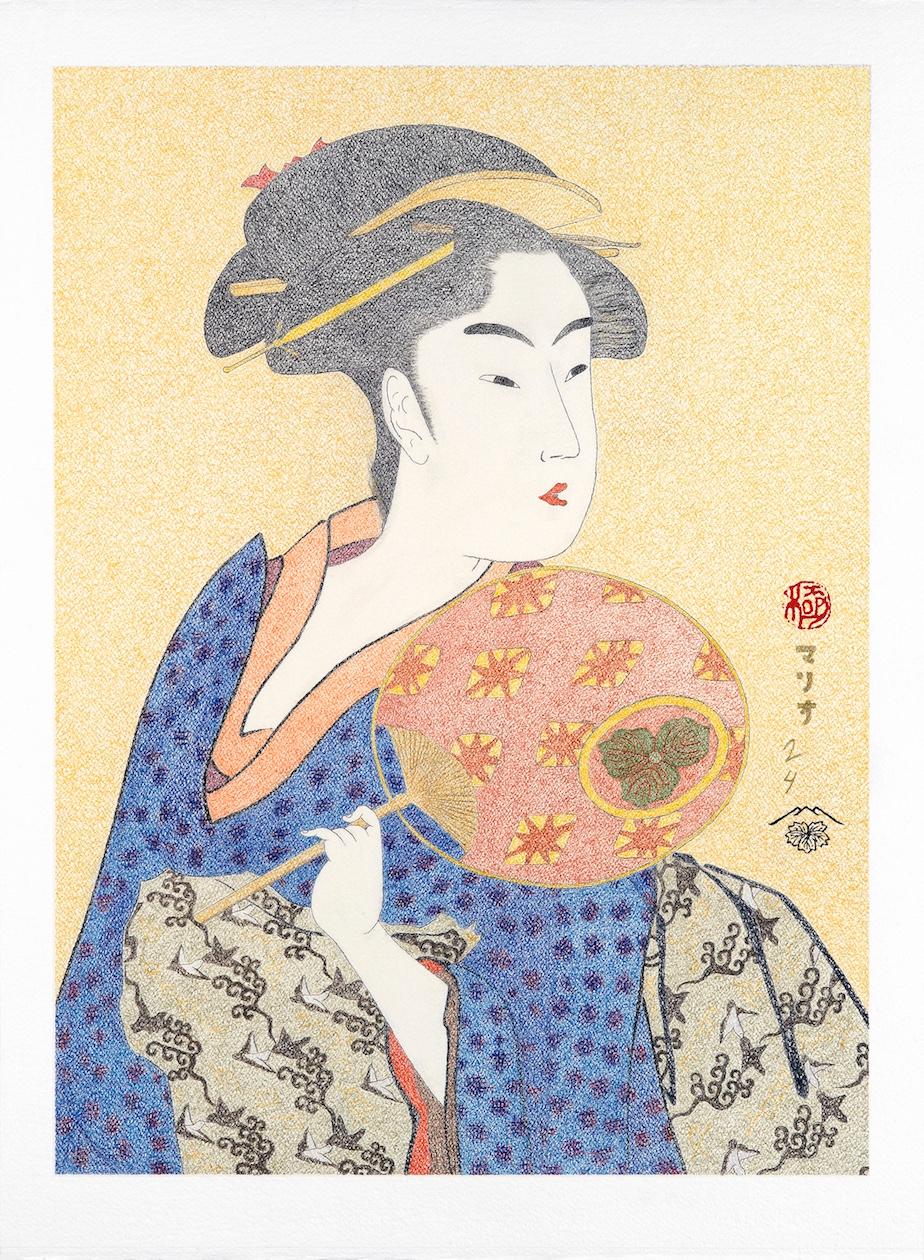 Japanese Art Ukiyo-e Figurative Painting, Takashimayaoisha, Edo period