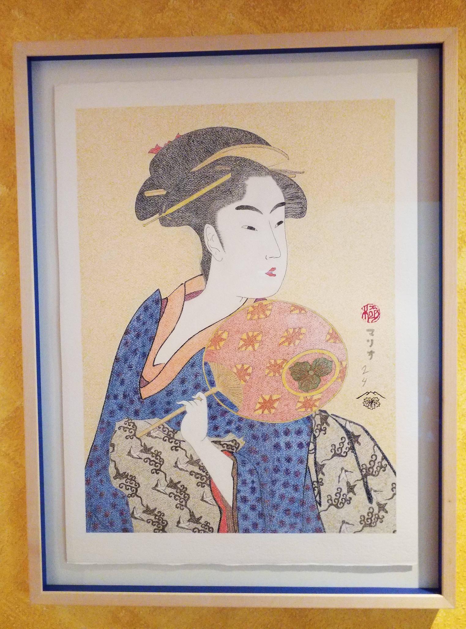 Japanische japanische Kunst Ukiyo-e Figuratives Gemälde, Takashimayaoisha, Edo-Periode im Angebot 2