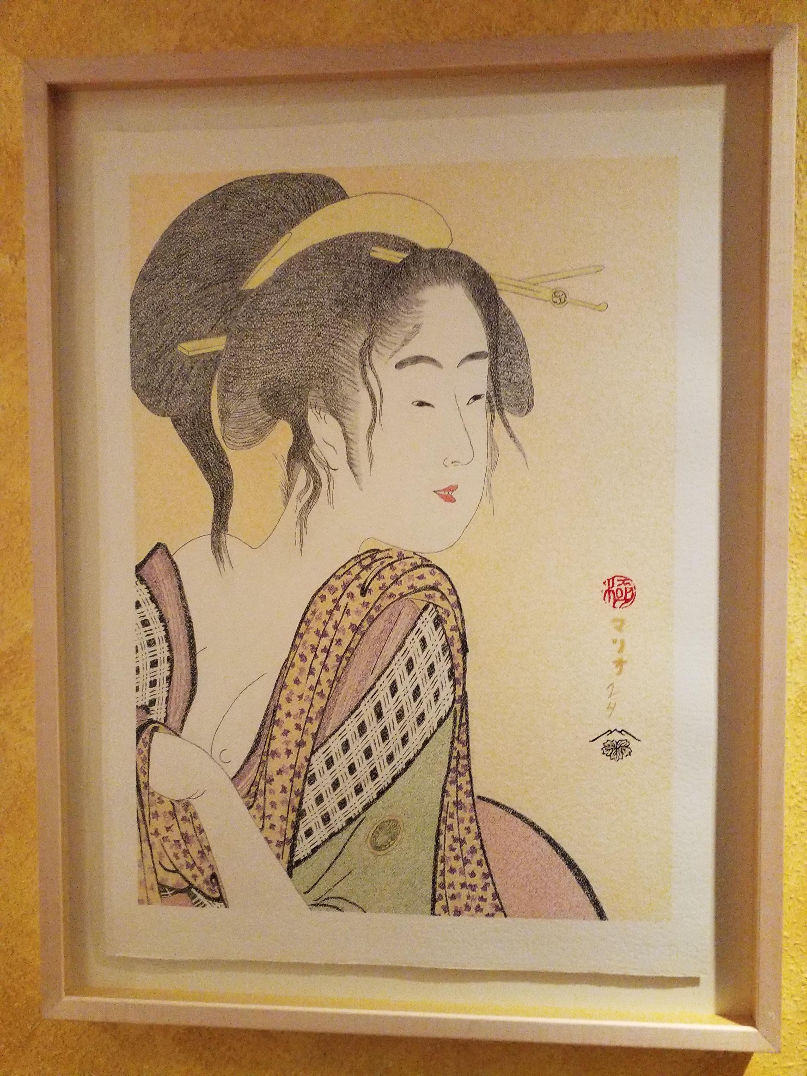 Japanese Art Ukiyo-e Figurative painting, Love for a farmer´s wife, Edo period 2