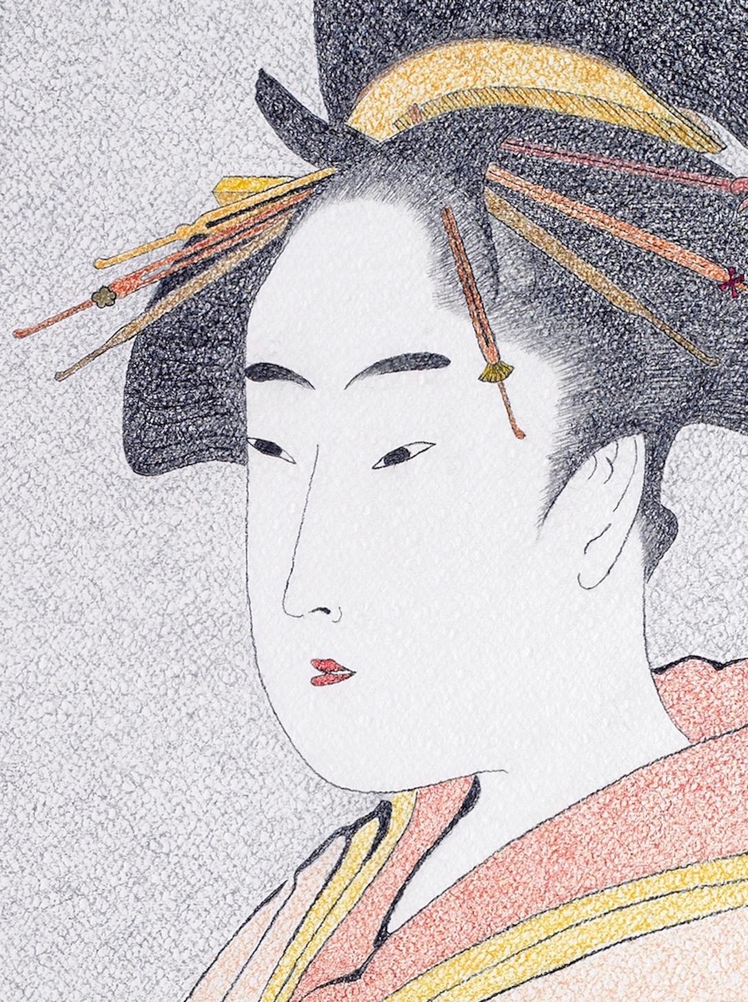 Arte japonés Ukiyo-e Pintura figurativa, Miyahito de la Ôgiya, Período Edo en venta 1