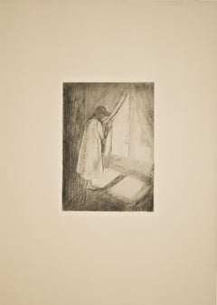 Antique Edvard Munch: Piken ved vinduet (The Girl at the Window) (Woll5)