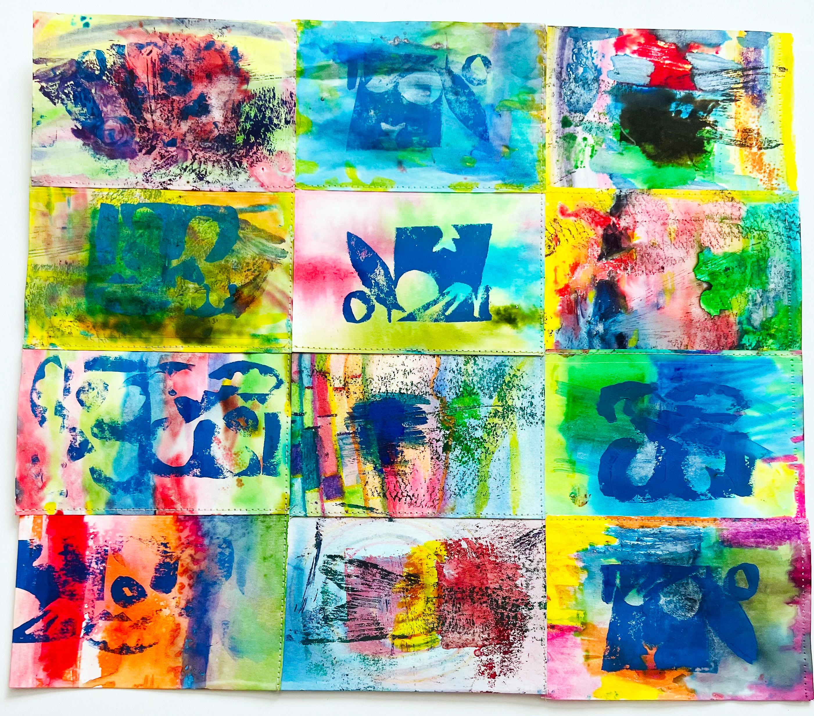 Sweet Life, Abstrakte Aquarell-Collage-Kunst auf Papier