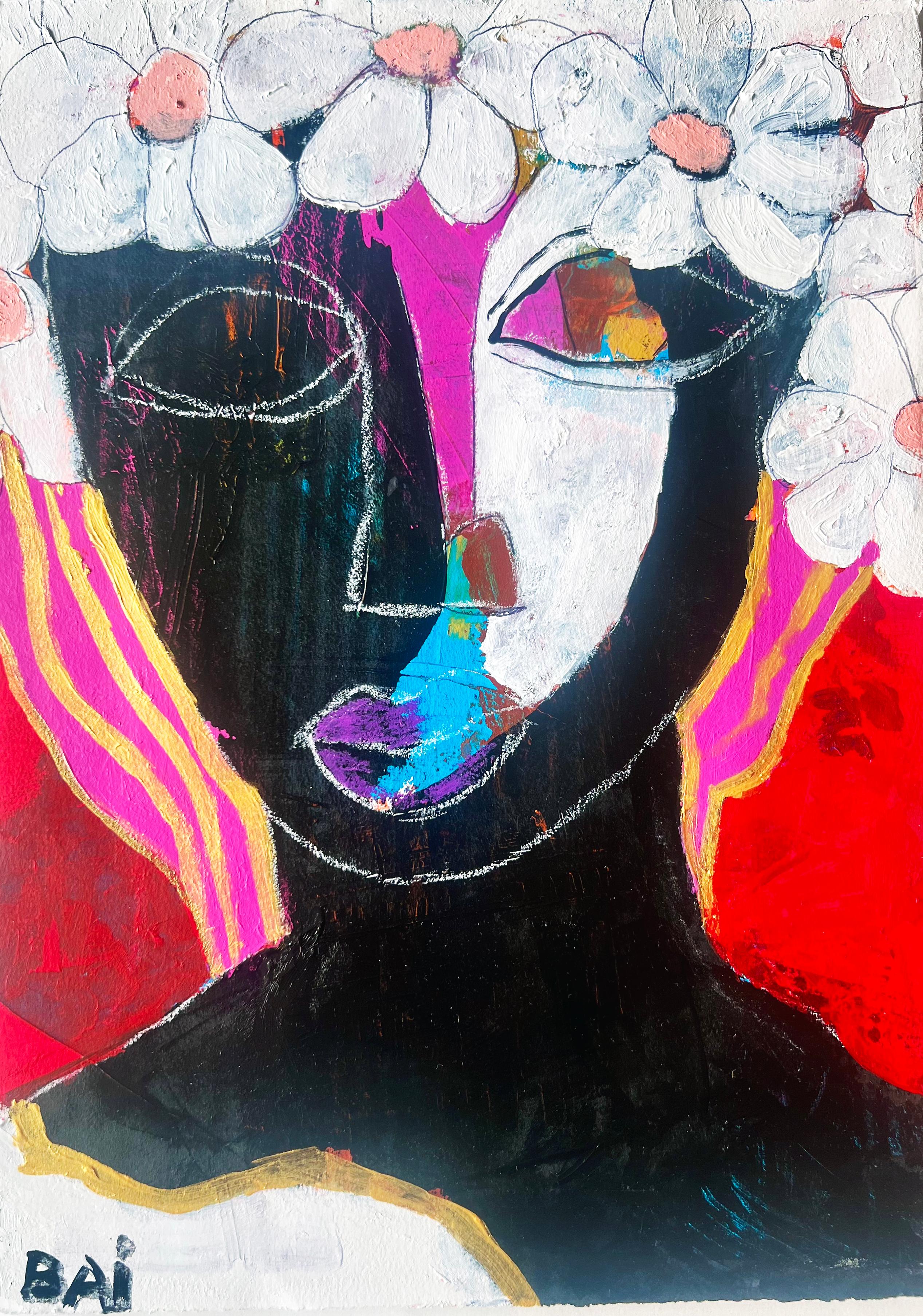 Marquita de l'artiste afro-américain Bai, œuvre sur papier portrait - Art de Bai (Carl Karni-Bain)