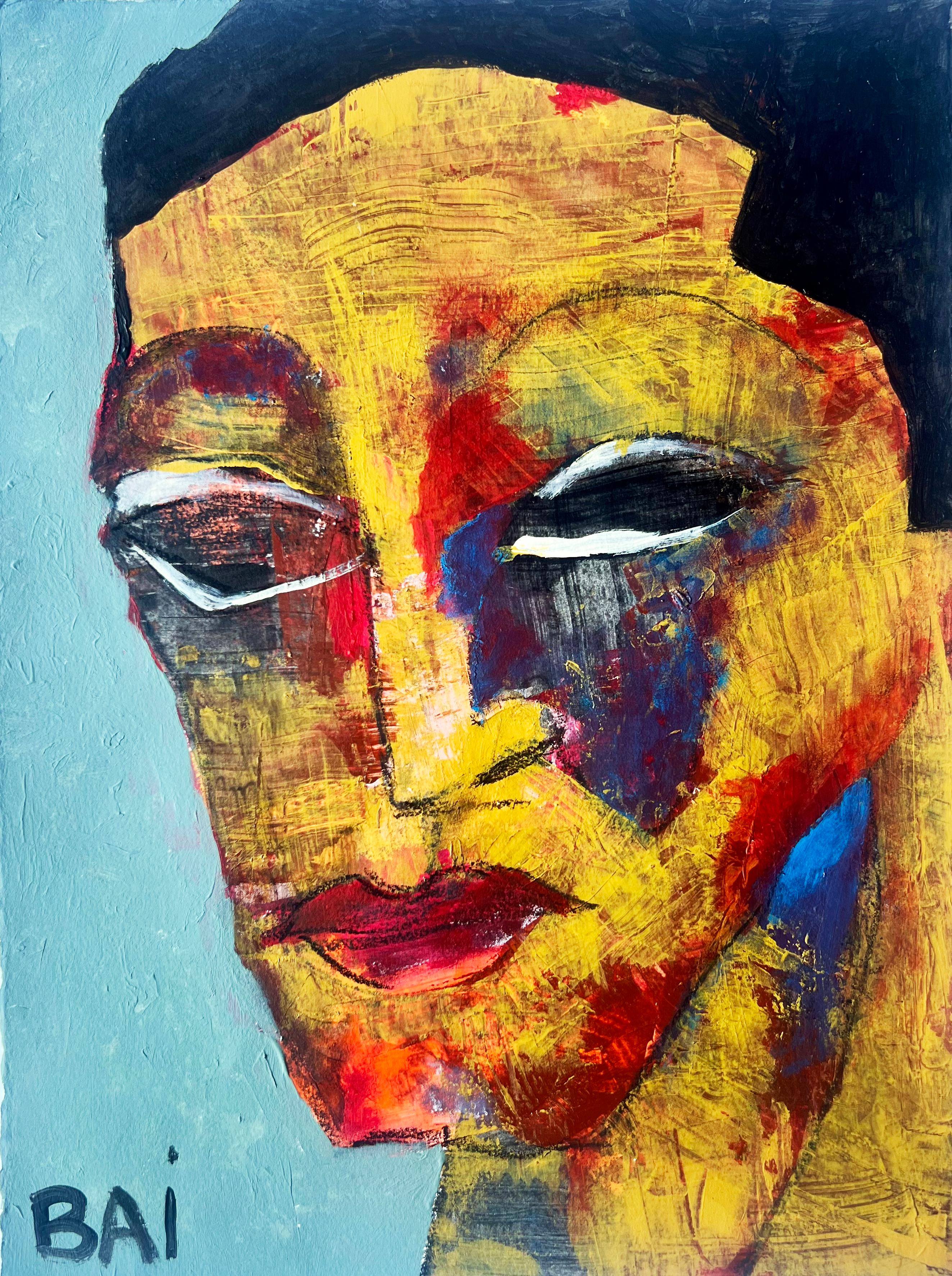 Ornette des afroamerikanischen Künstlers Bai, farbenfrohes Werk auf Papier – Art von Bai (Carl Karni-Bain)