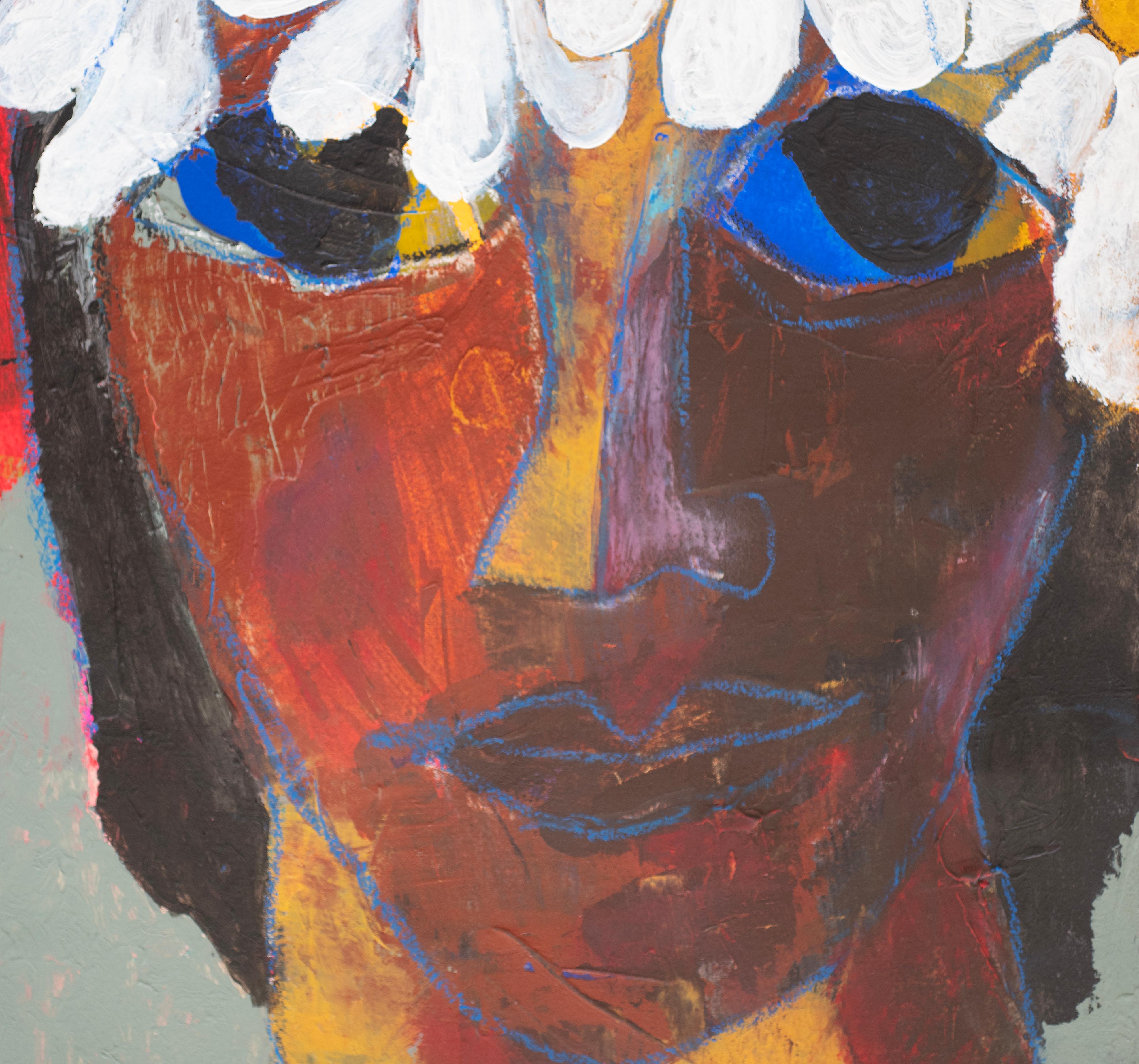 Marcita dell'artista afroamericana Bai, pittura colorata su carta - Figurative Painting Marrone di Bai (Carl Karni-Bain)