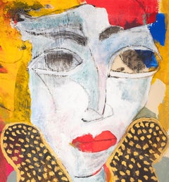 Eunice, Figurative Painting on Paper by African American Artist Bai