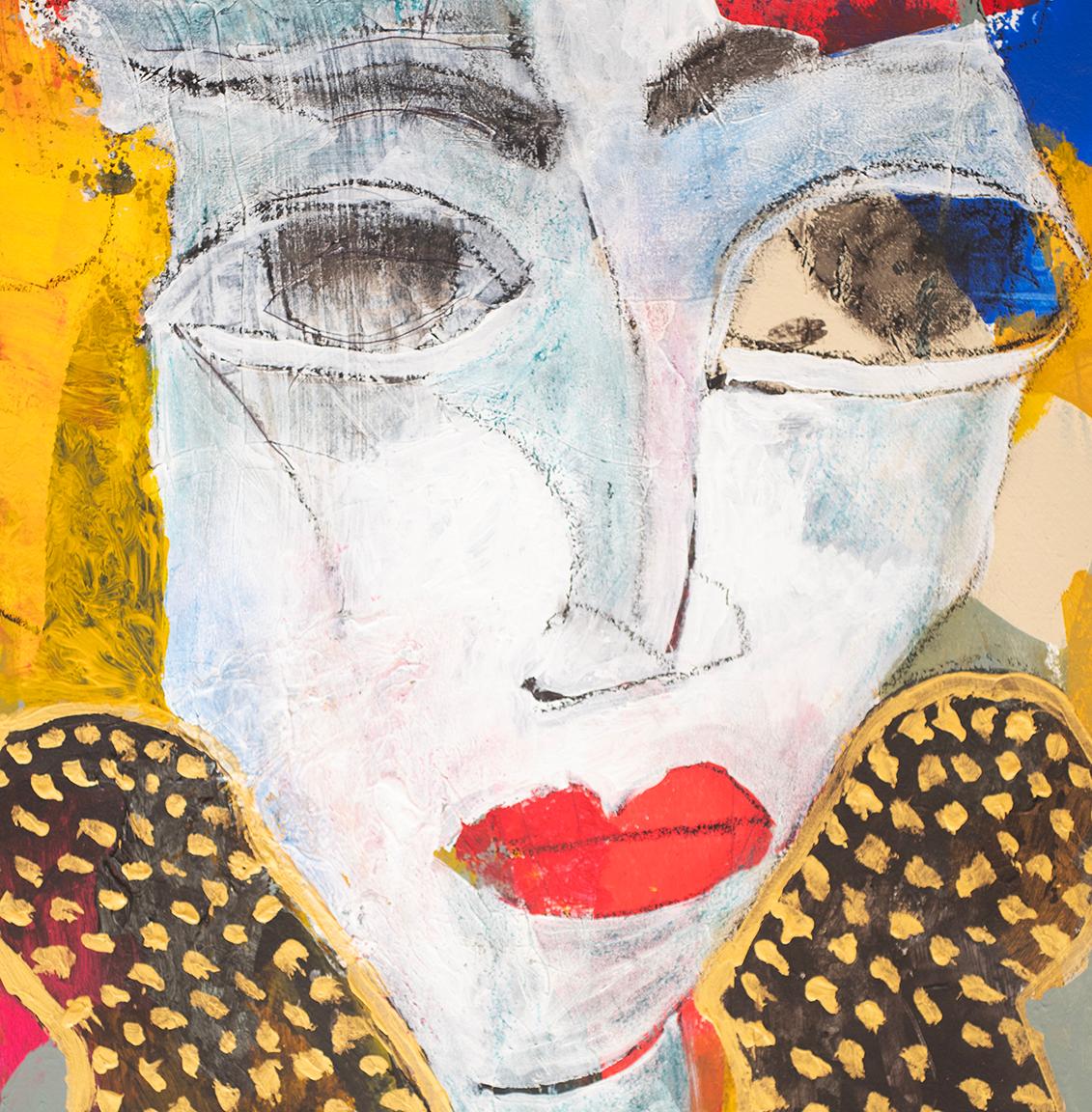 Eunice, pittura figurativa su carta dell'artista afroamericana Bai - Art Contemporaneo di Bai (Carl Karni-Bain)
