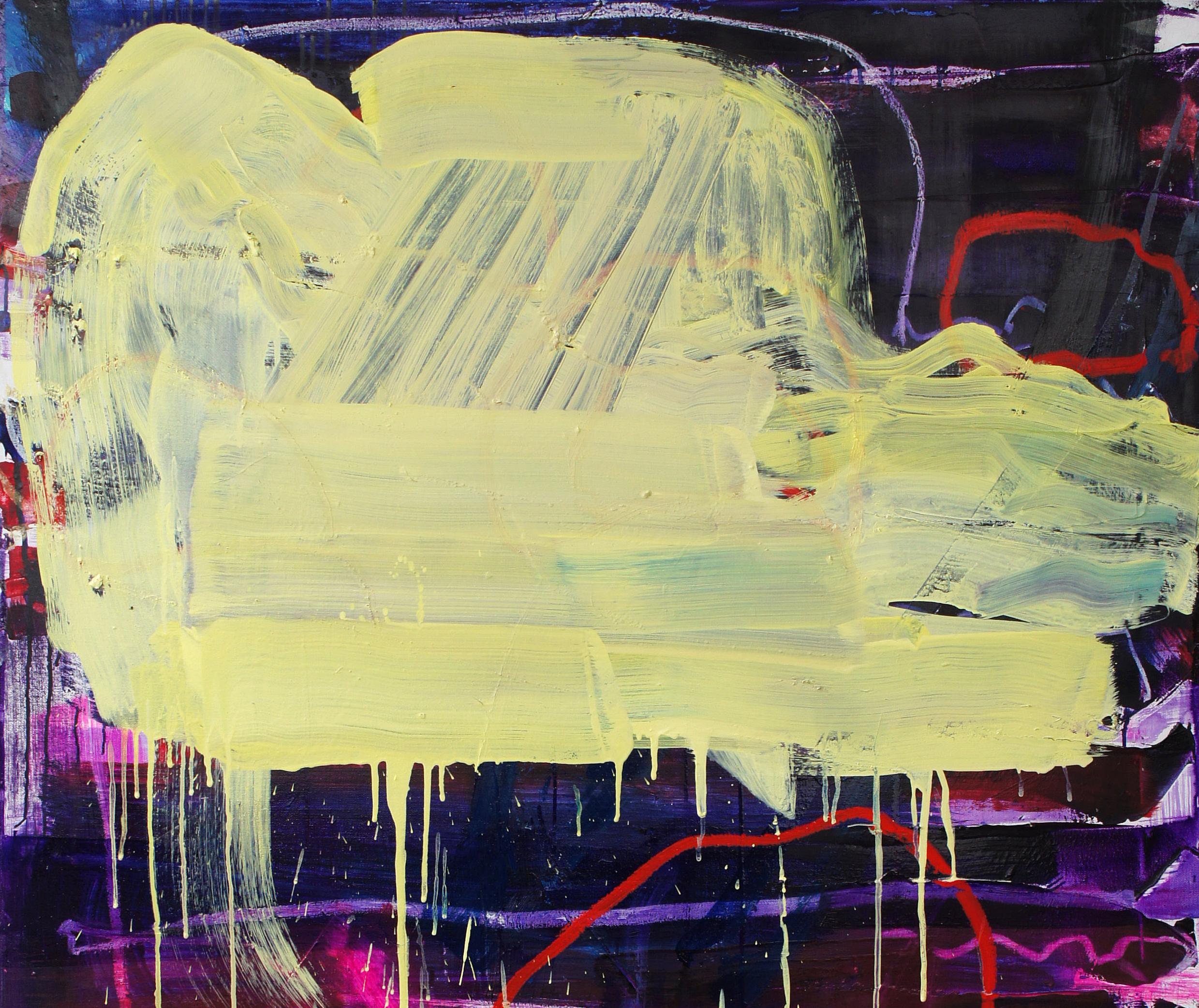 Pittura astratta su tela di un'artista donna giapponese, Nuvola gialla - Painting di Yukari Edamitsu