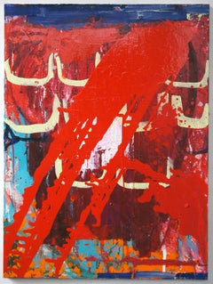 Red Lightning, Abstract Contemporary Painting on Canvas by Japanese Woman Artist