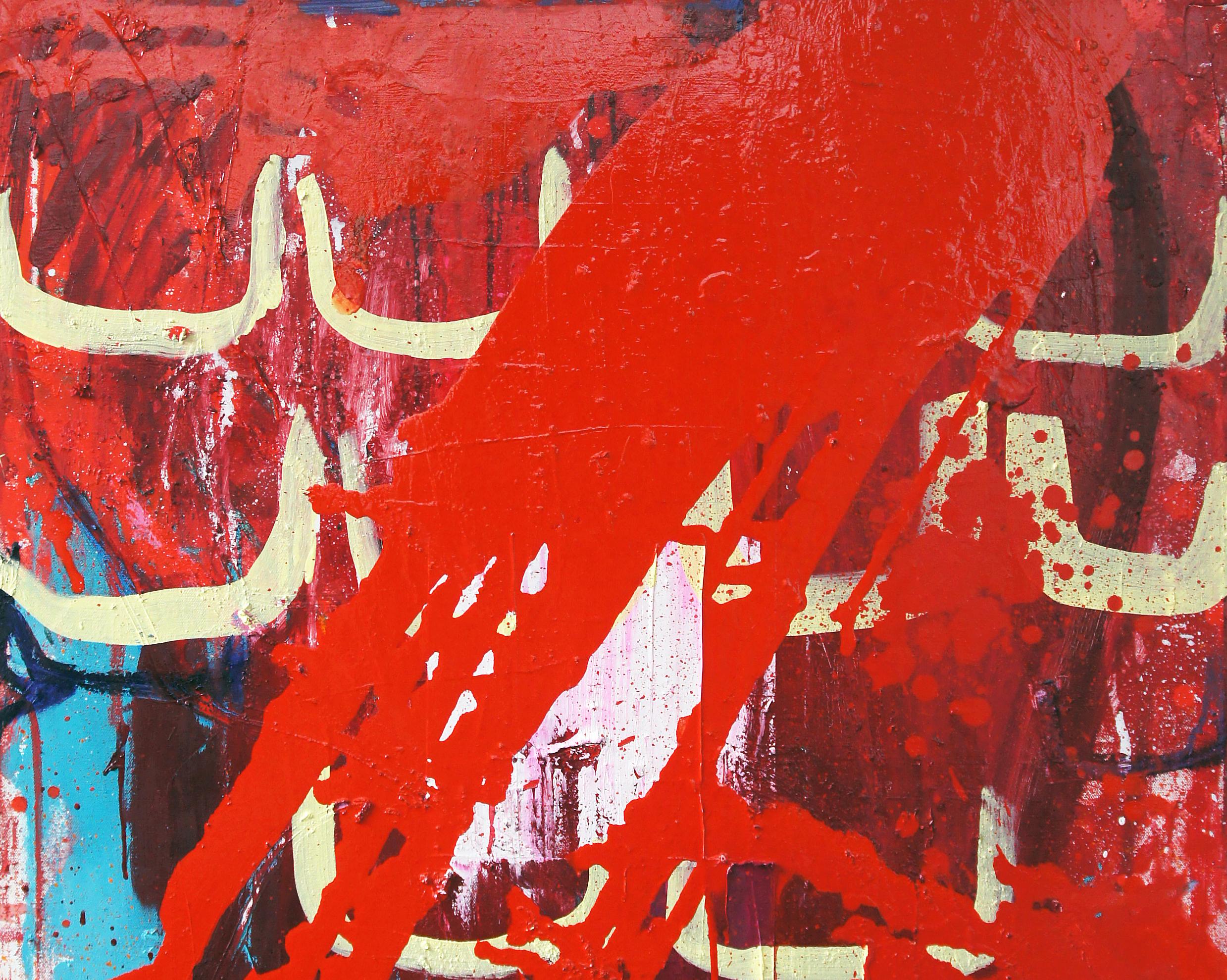 Red Lightning, peinture abstraite contemporaine sur toile d'une artiste japonaise - Painting de Yukari Edamitsu