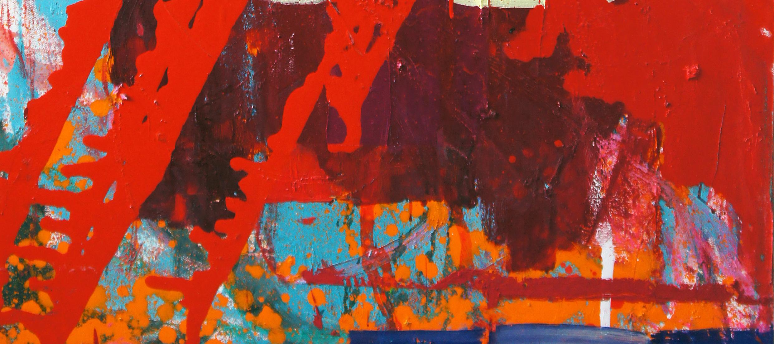 Red Lightning, peinture abstraite contemporaine sur toile d'une artiste japonaise - Abstrait Painting par Yukari Edamitsu