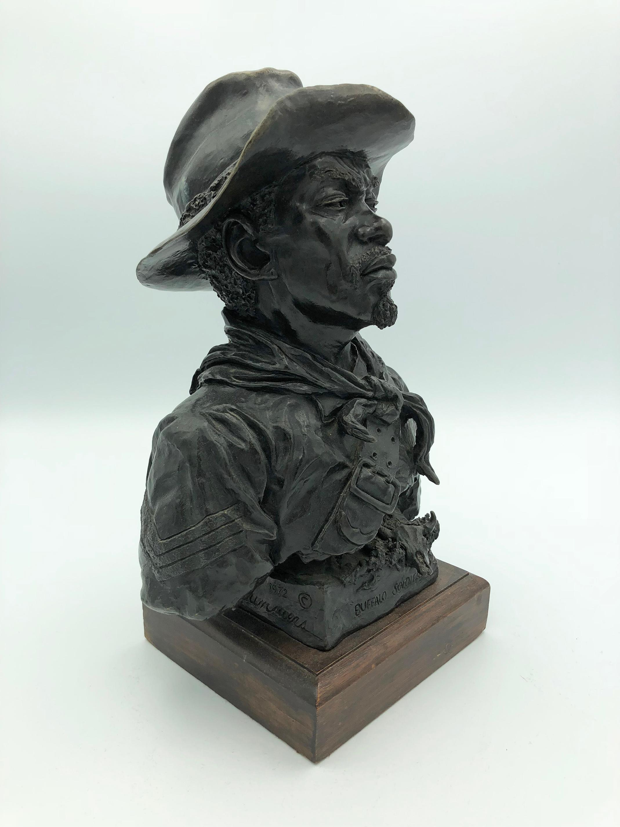 Bob Scriver Figurative Sculpture - "Buffalo Soldier, Tenth Cavalry 1875"
