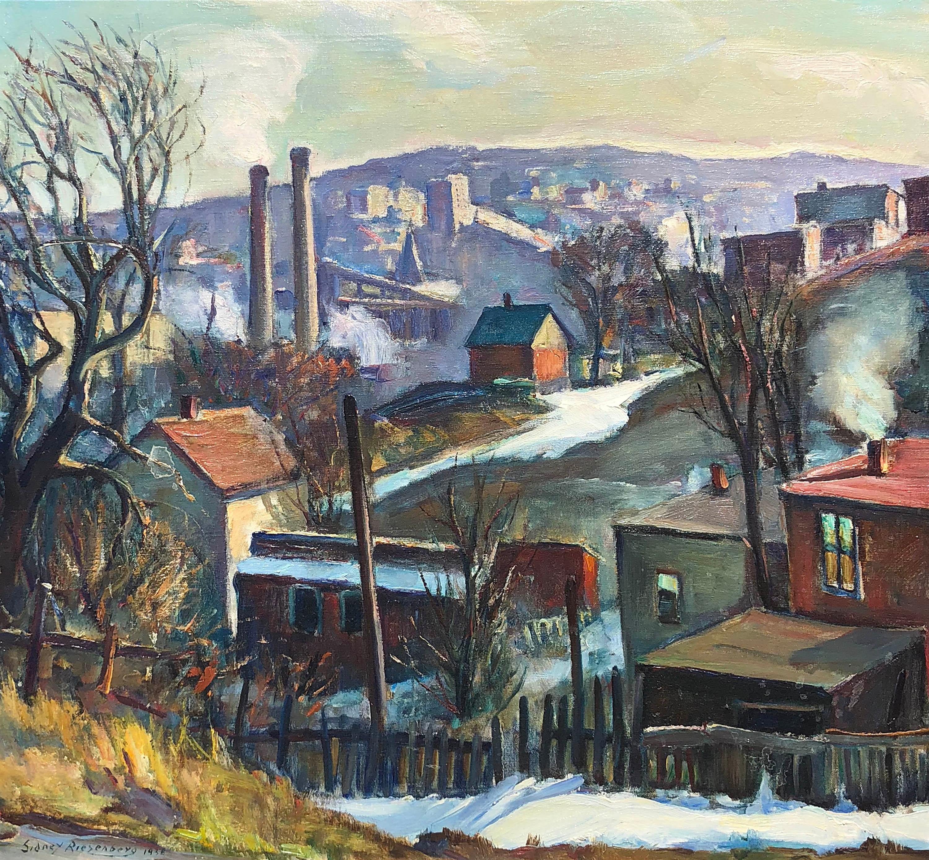 Yonkers, New York Industrial Scene - Painting by Sidney Riesenberg