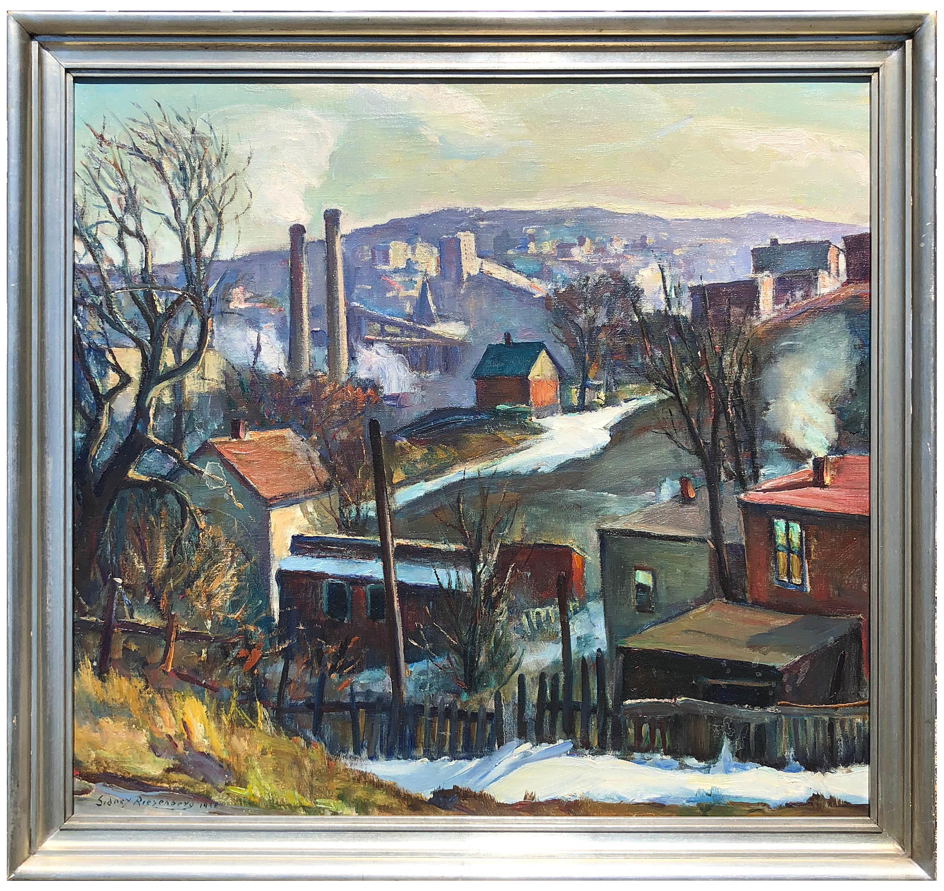 Sidney Riesenberg Landscape Painting - Yonkers, New York Industrial Scene