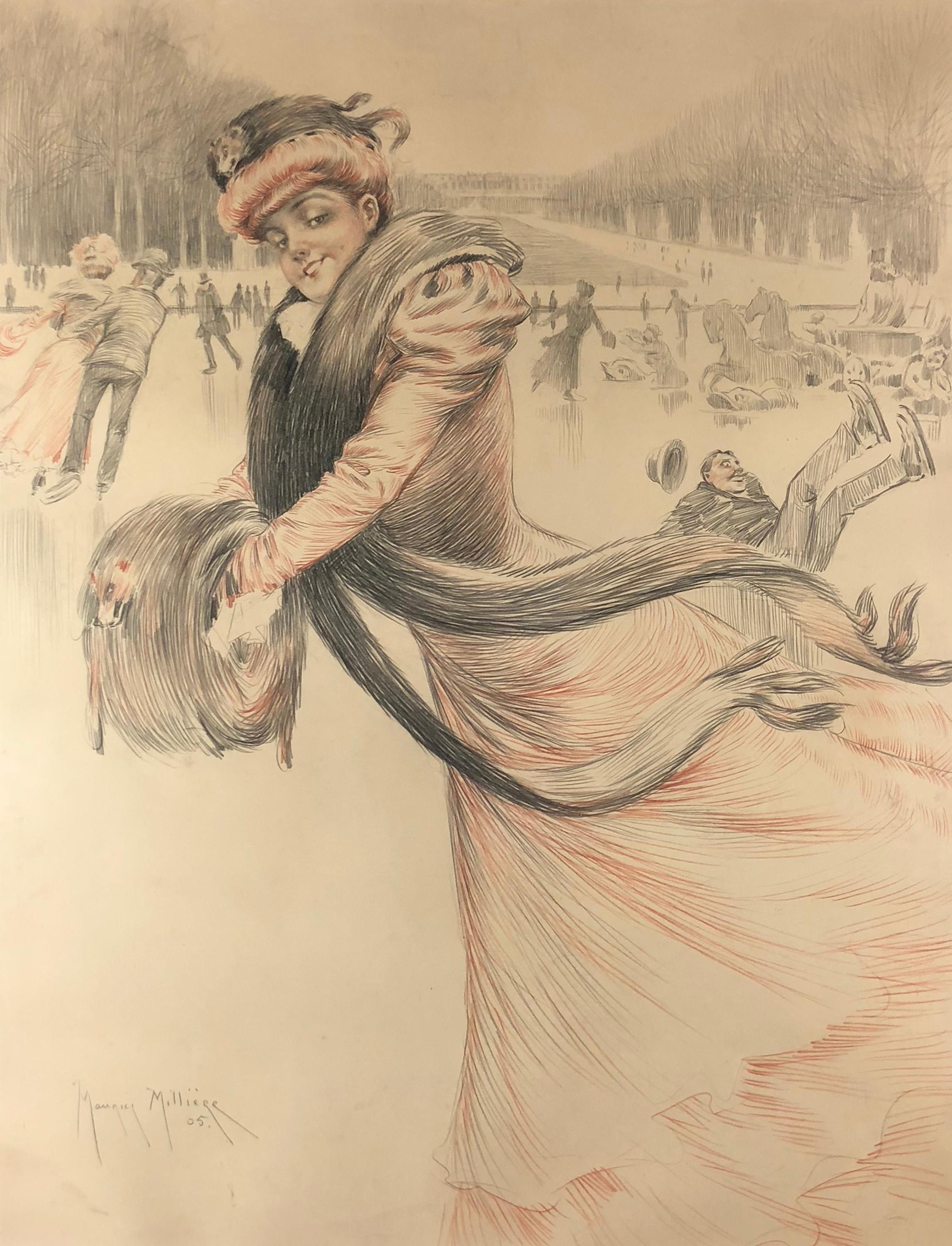 A Skating Beauty - Art by Maurice Milliere
