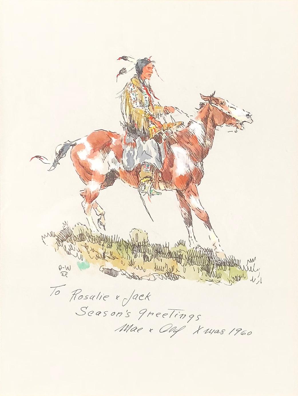 Olaf Wieghorst Animal Art – Season's Greetings 1960 (Brave on Horseback)