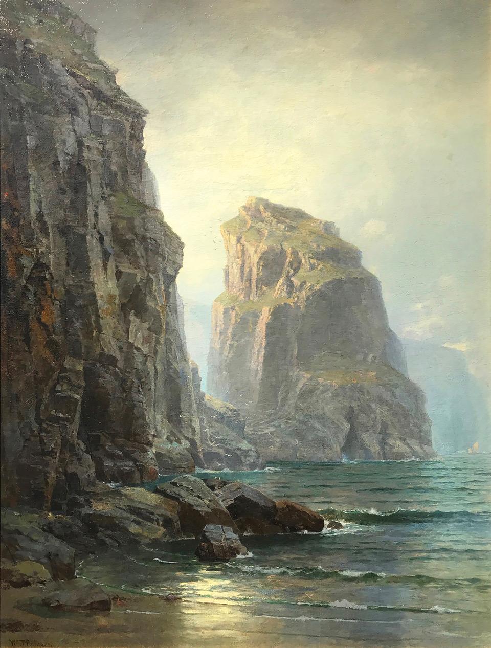 William Trost Richards Landscape Painting – Cliffs in St. Columb, Cornwall