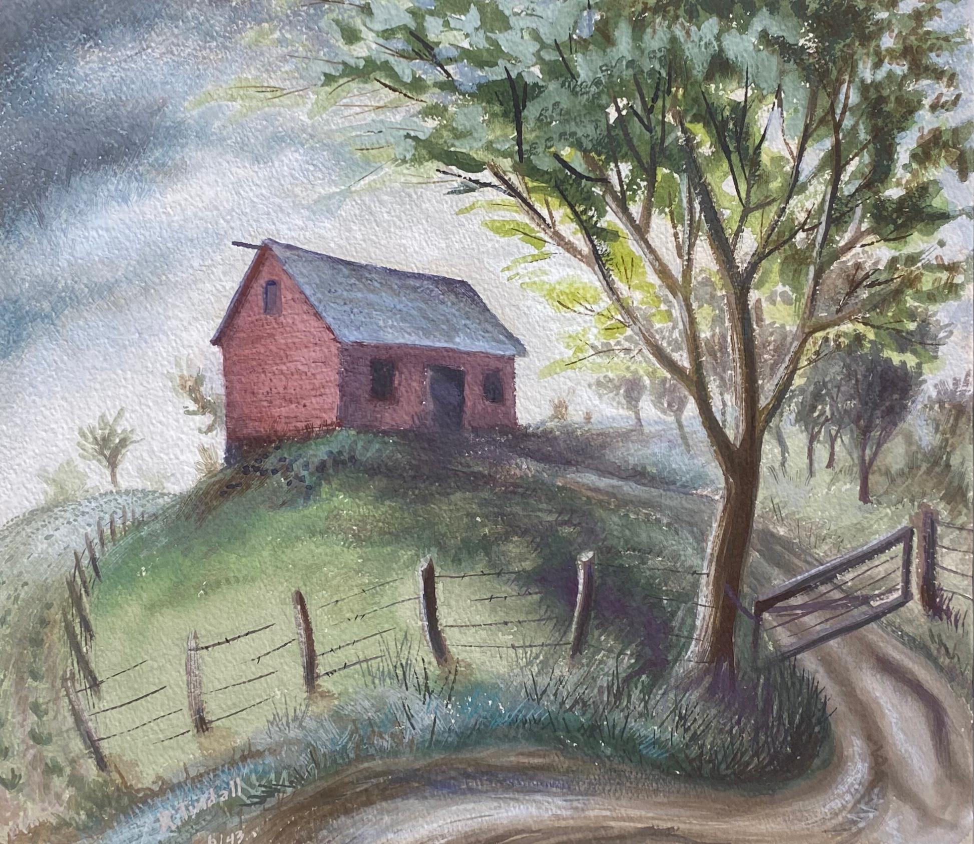 Robert Elton Tindall Landscape Art - Hilltop Barn