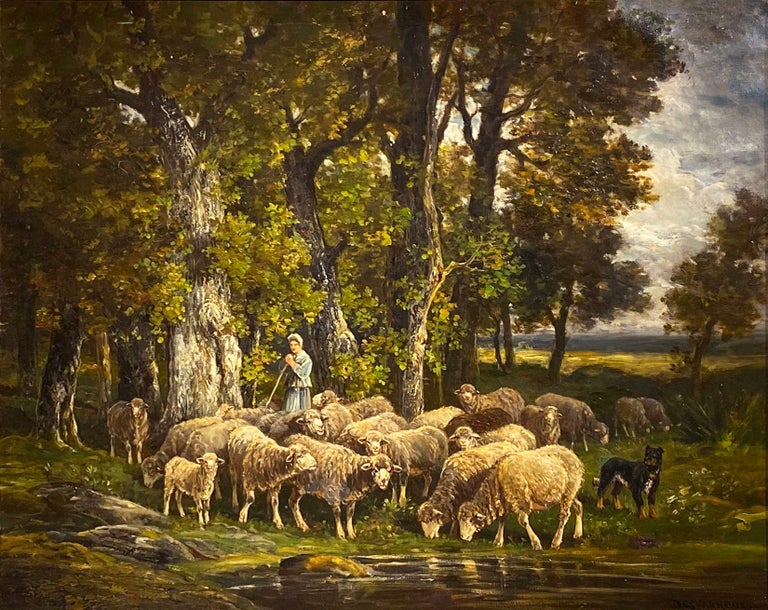 James Desvarreux-Larpenteur Animal Painting - The Shepherdess