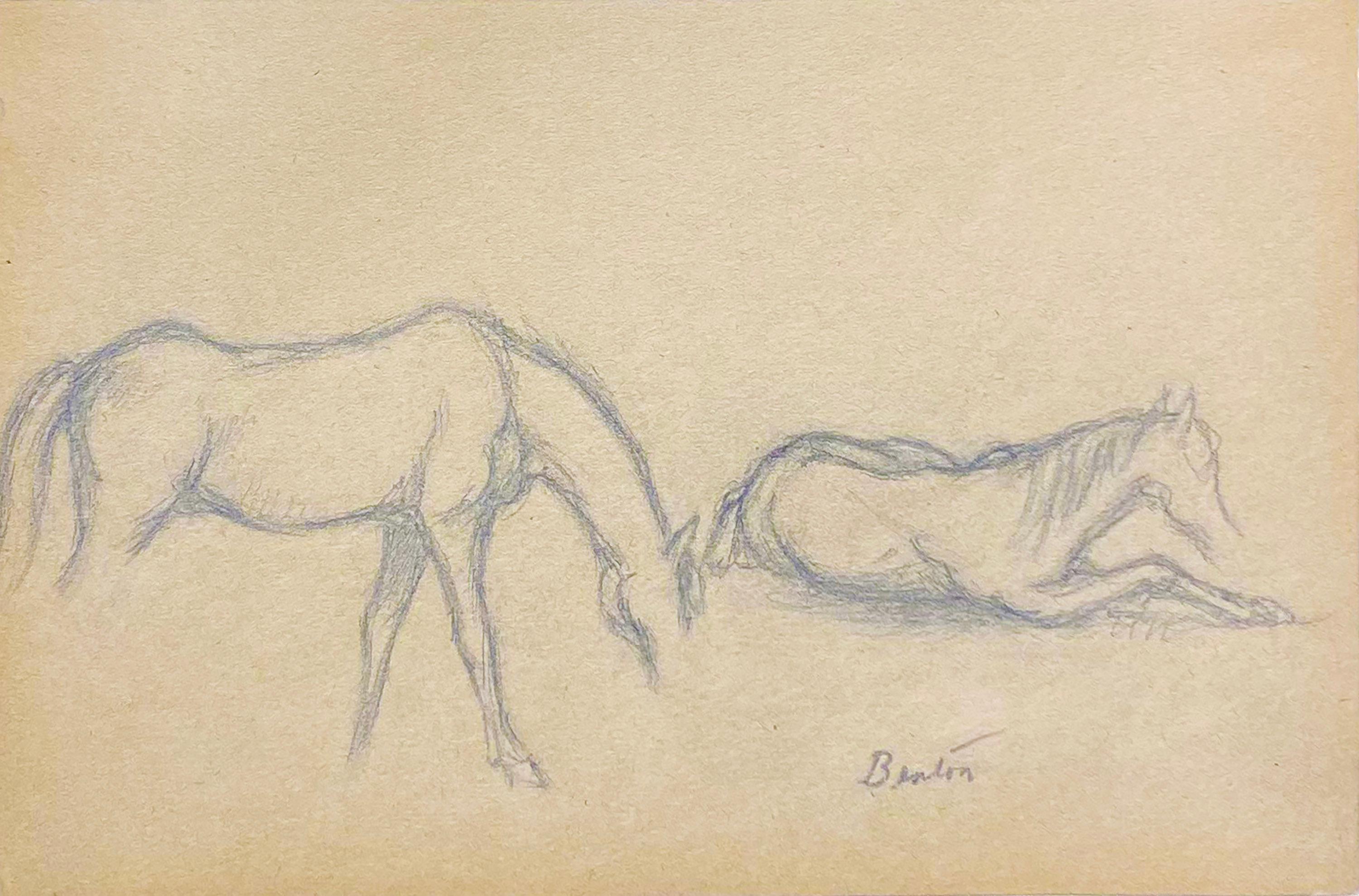 Animal Art Thomas Hart Benton - Deux chevaux