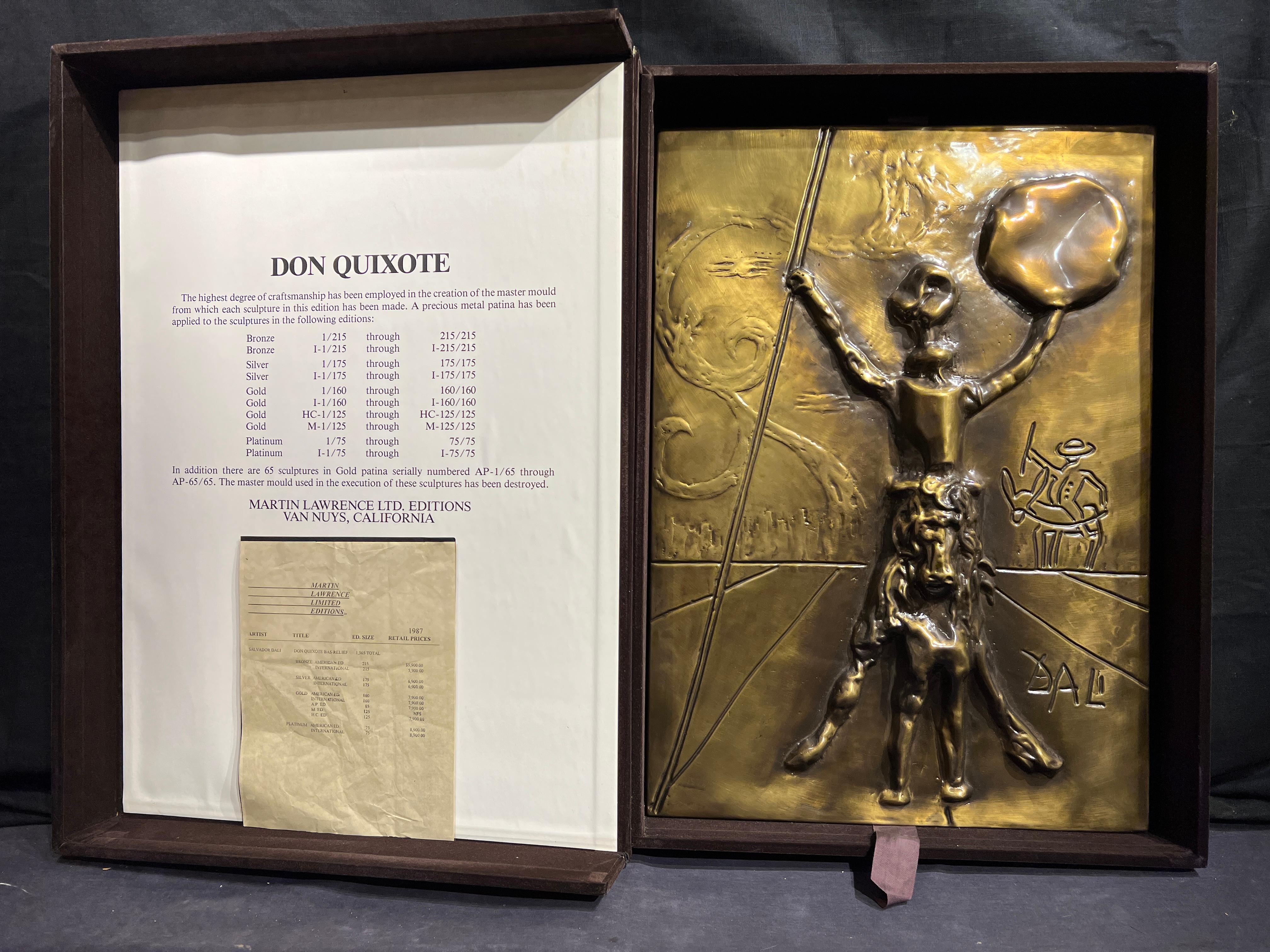 Don Quixote Bas Relief in Original Velvet Box - Surrealist Sculpture by Salvador Dalí