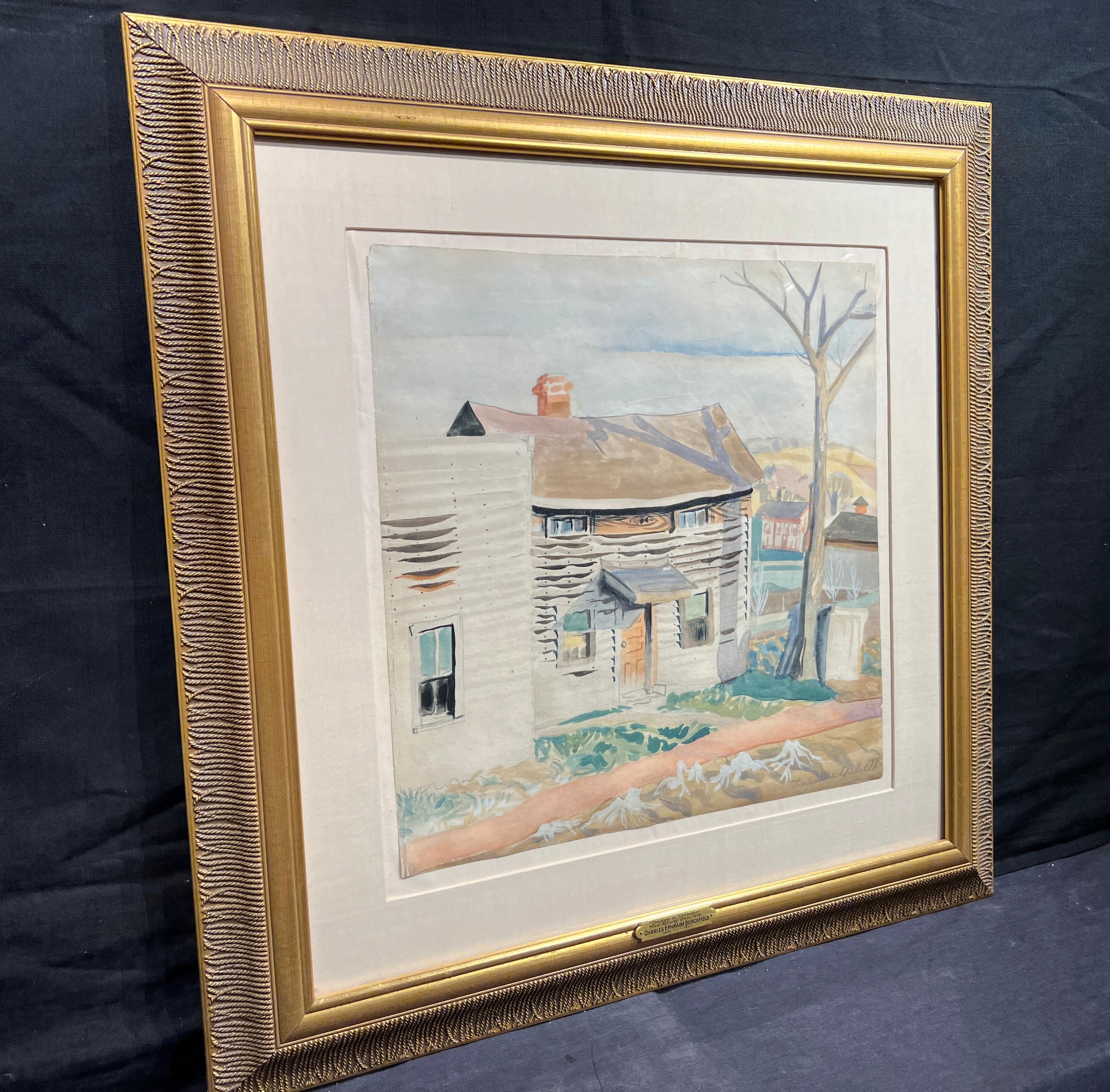 Dorfszene, Grillen im November, New Albany, Ohio, 1919
Von Charles E. Burchfield (1893-1967)
Signiert und datiert unten rechts
Ohne Rahmen: 17.5