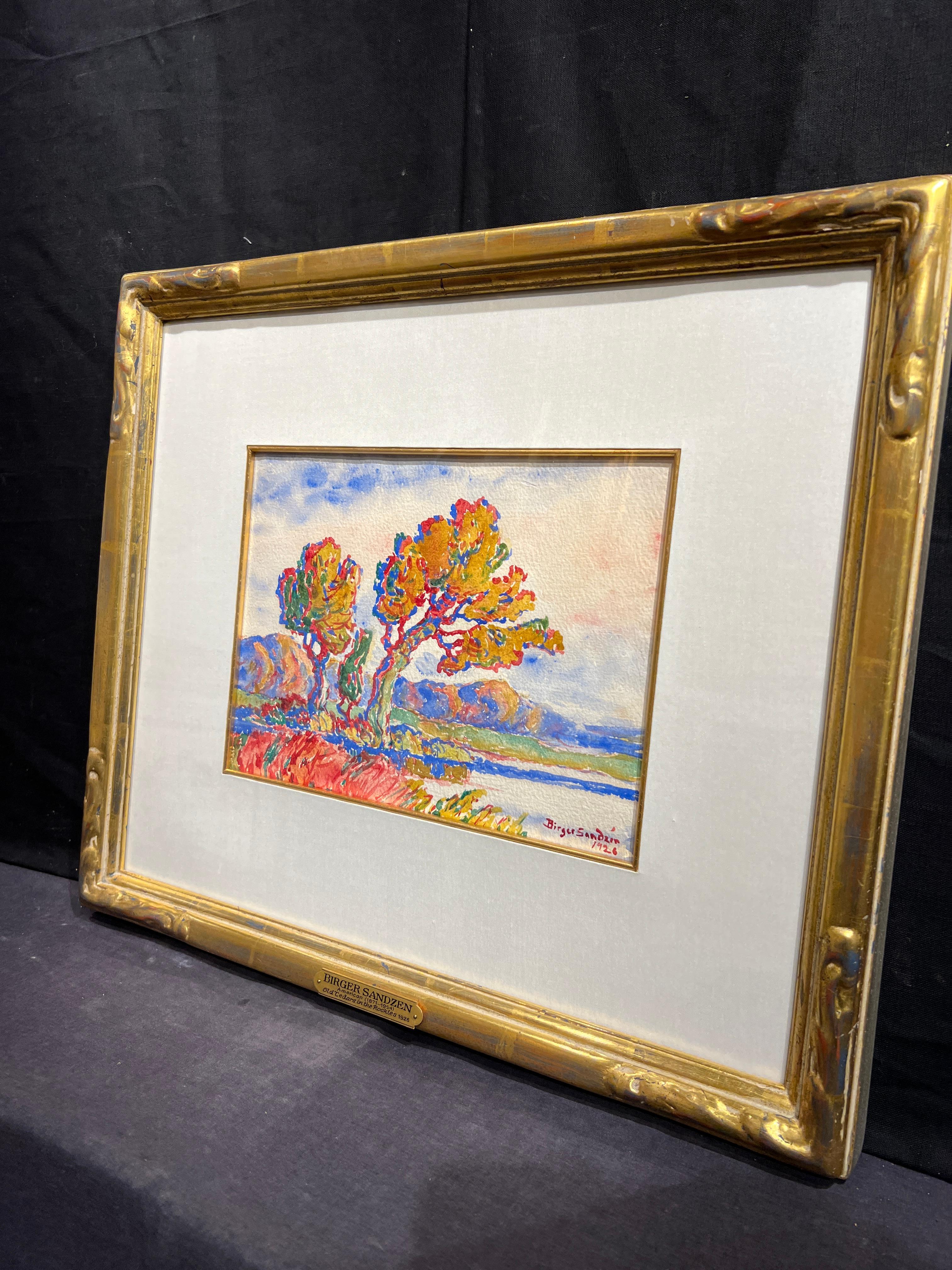 Vieux cèdres dans les Rocheuses, 1926
Par Birger Sandzen (1871-1954)
Sans cadre : 9