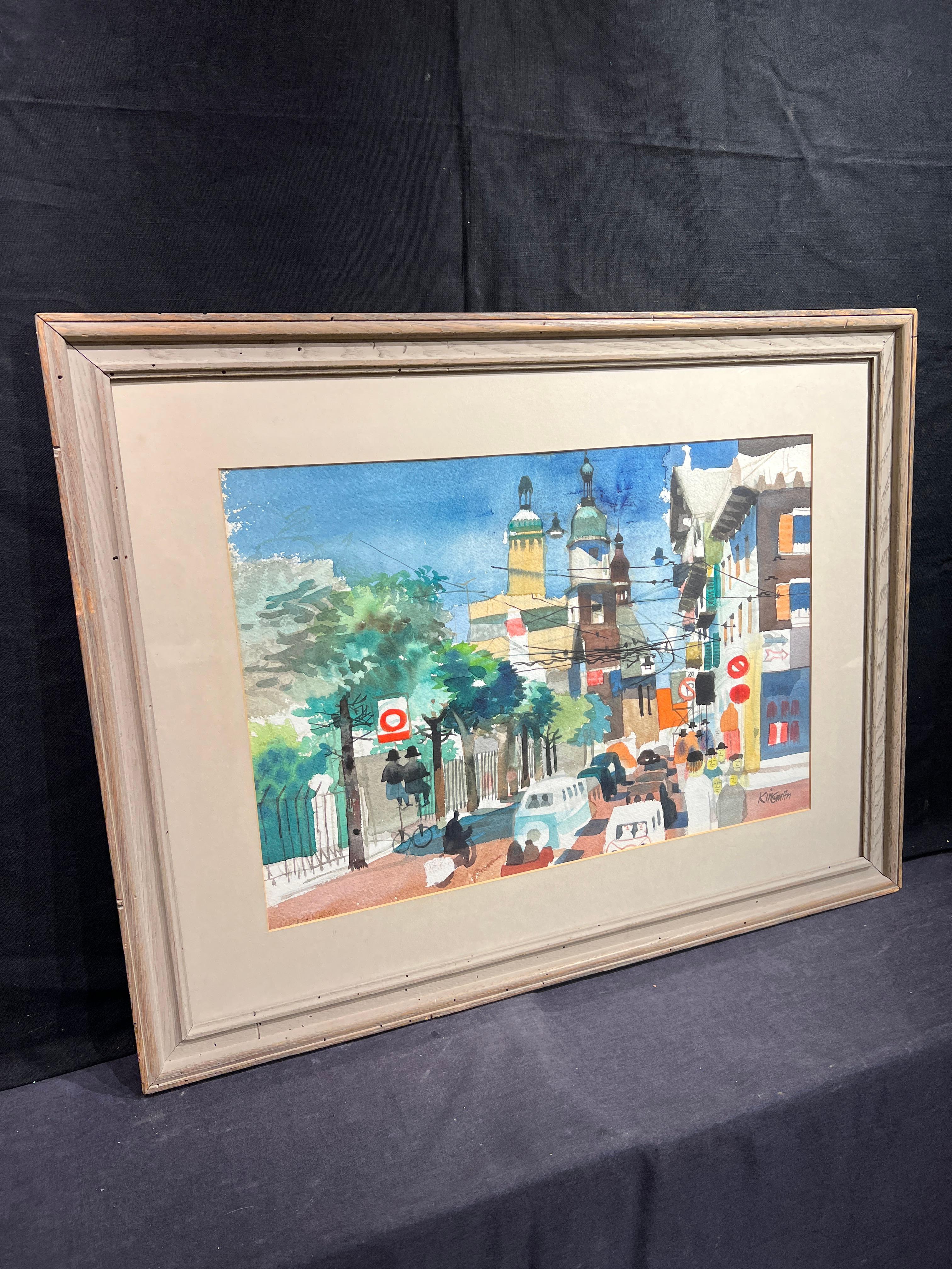 Ville européenne 
Par Dong Kingman (Américain, 1911-2000)
Signé en bas à droite
Sans cadre : 15