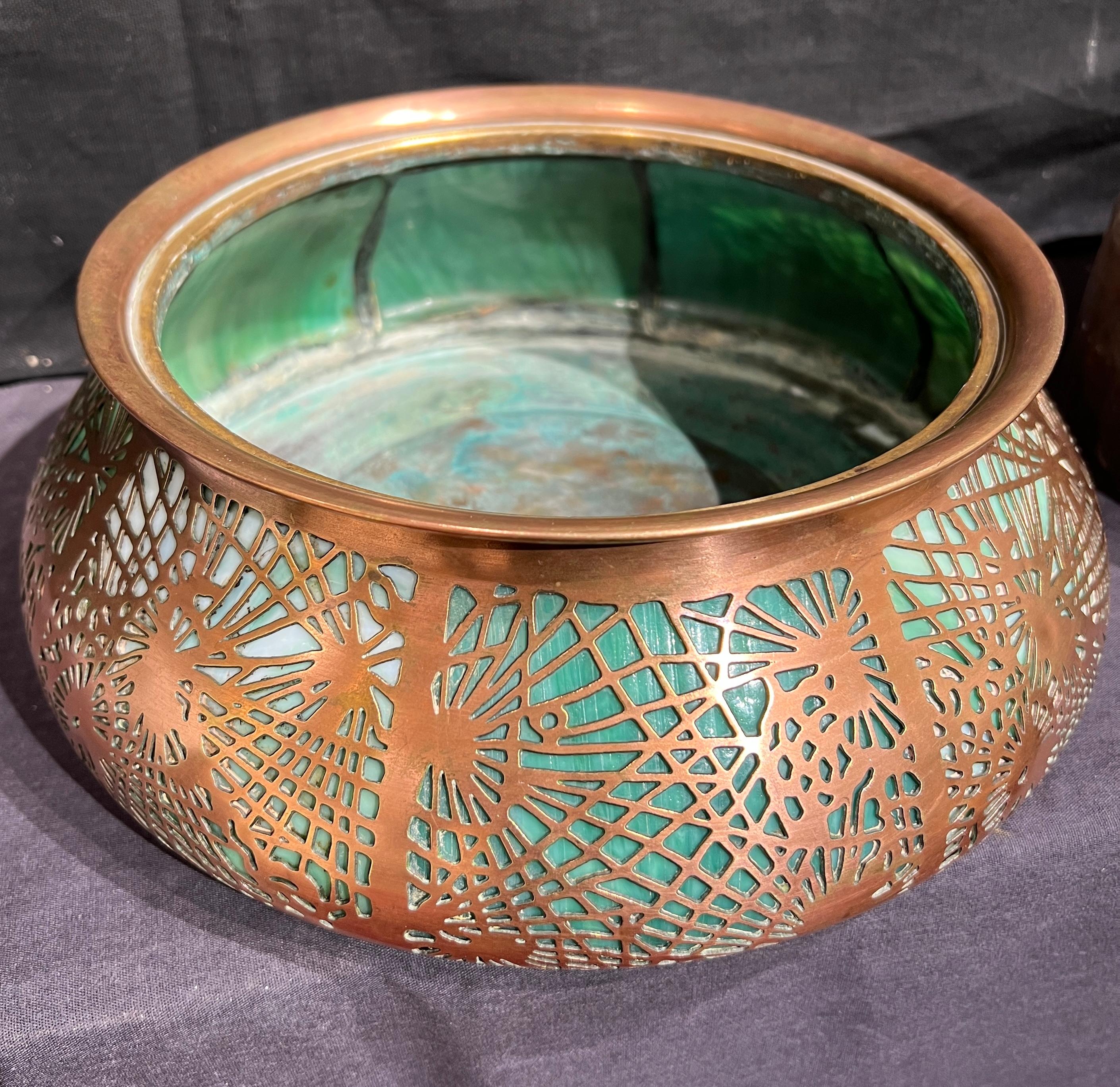 Tiffany Jardiniere with Emerald Favrile Inlay - Modern Art by Louis Comfort Tiffany