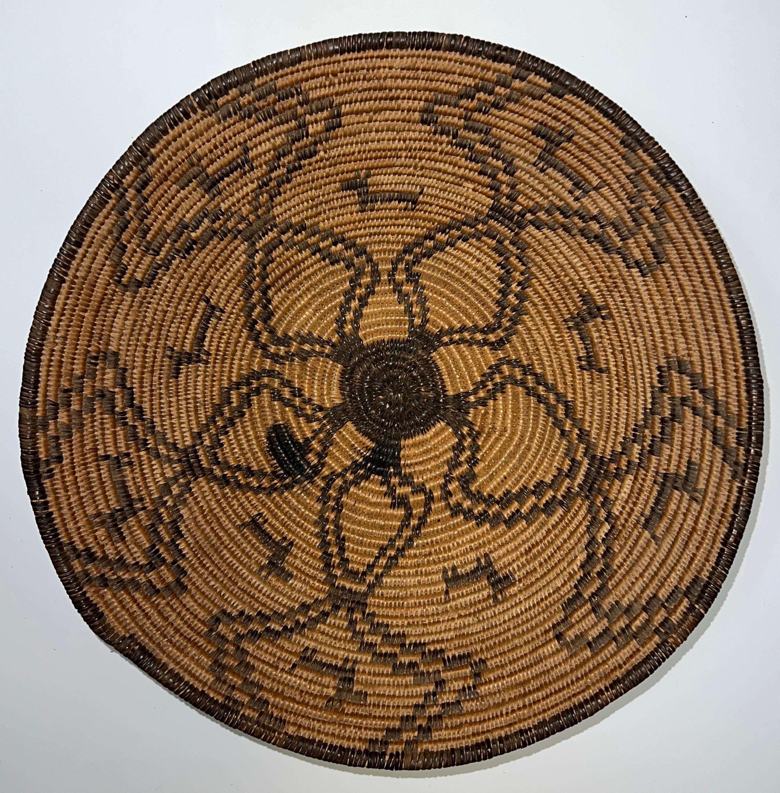 Woven Apache Basket with Dog Motif - Art by Unknown