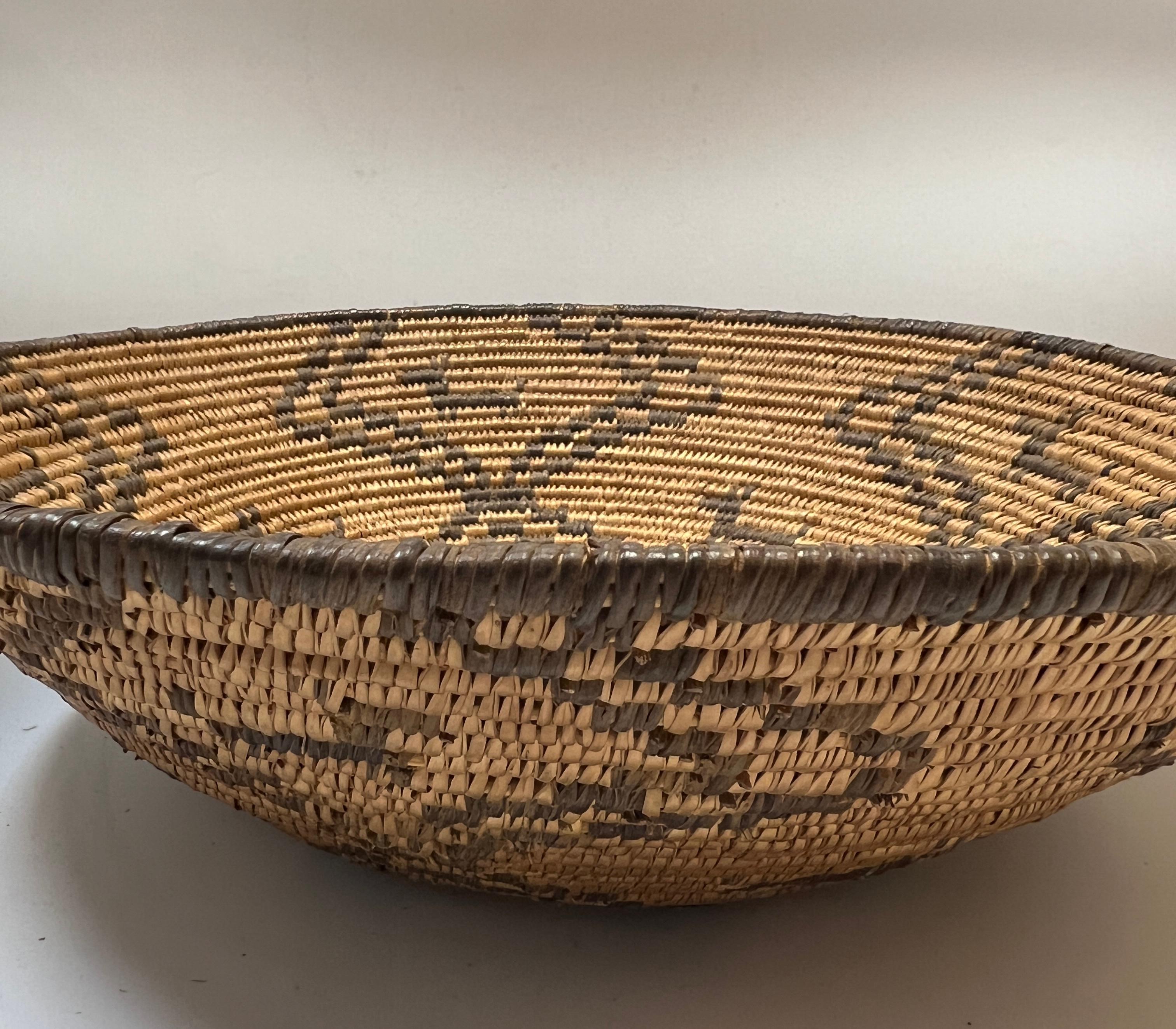 Woven Apache basket with dog motif
Late 19th century - Early 20th Century
Woven from Willow and Devil's claw

Apache is a collective term for several culturally related groups of Native Americans living primarily in the Southwest, which includes the
