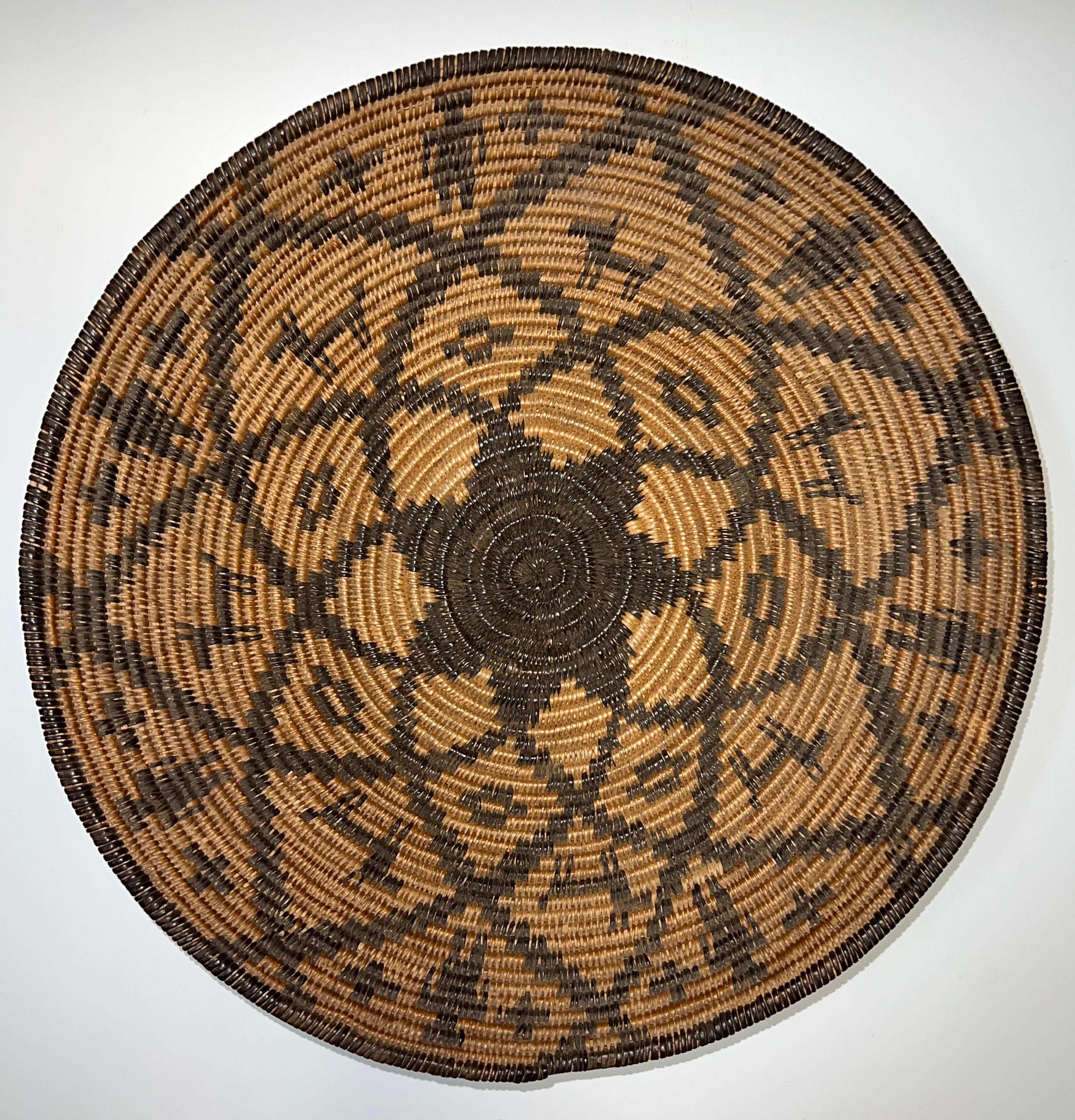 Woven Apache Basket with Dog and Human Motif - Art by Unknown