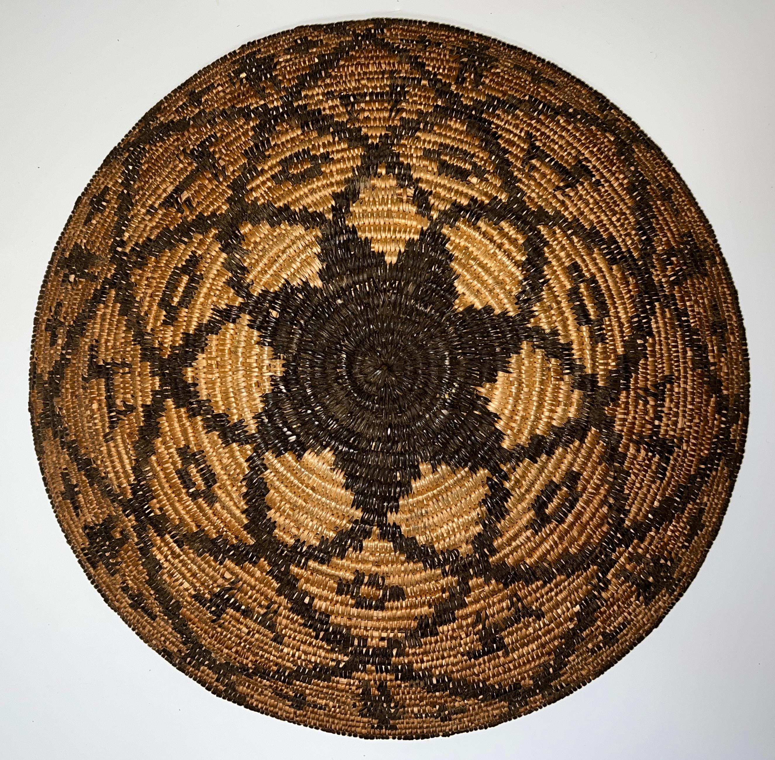 Woven Apache Basket with Dog and Human Motif - Other Art Style Art by Unknown