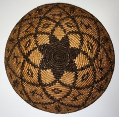 Woven Apache Basket with Dog and Human Motif