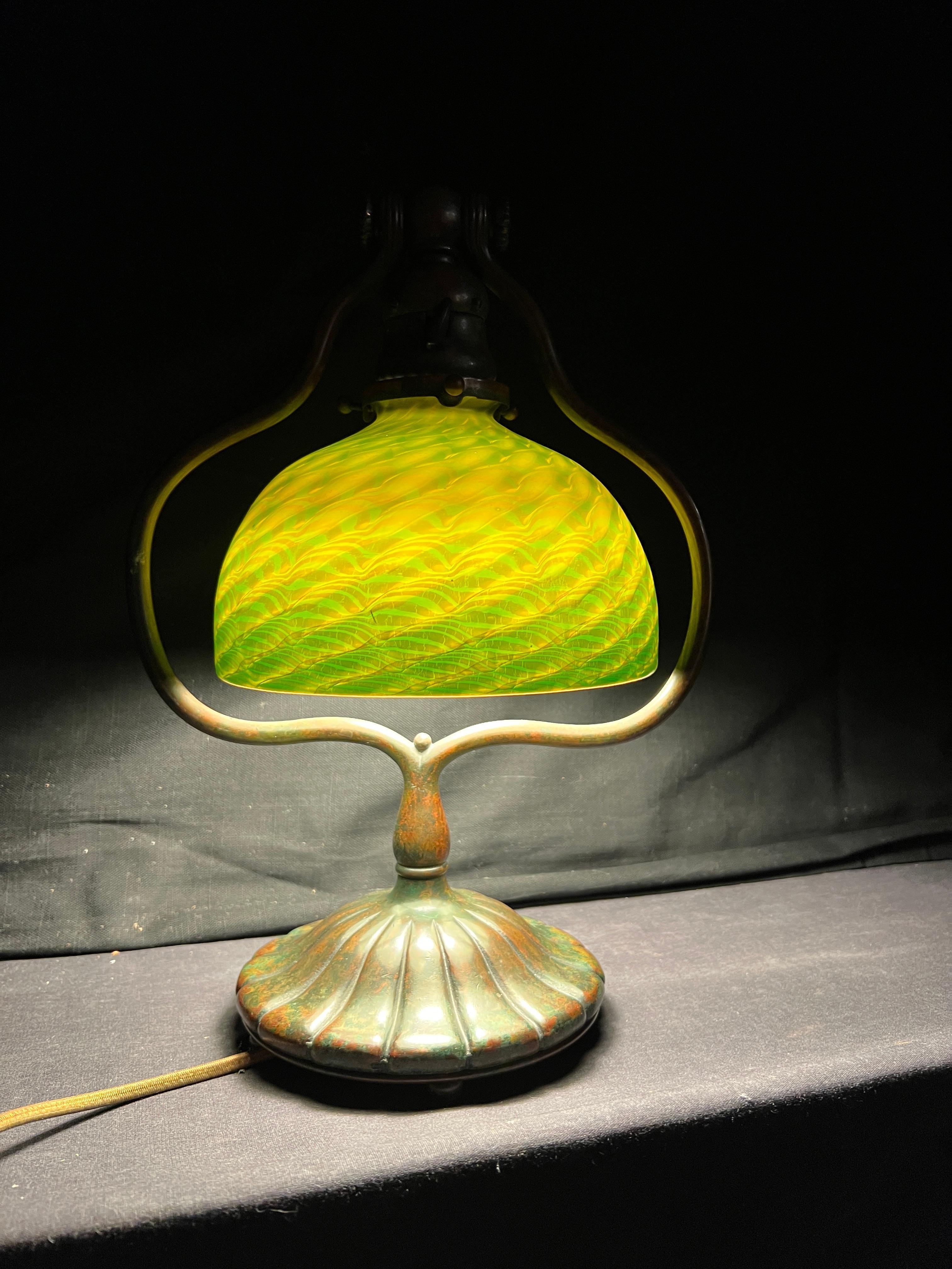 Favrile Damascene Harp Desk Lamp For Sale 1