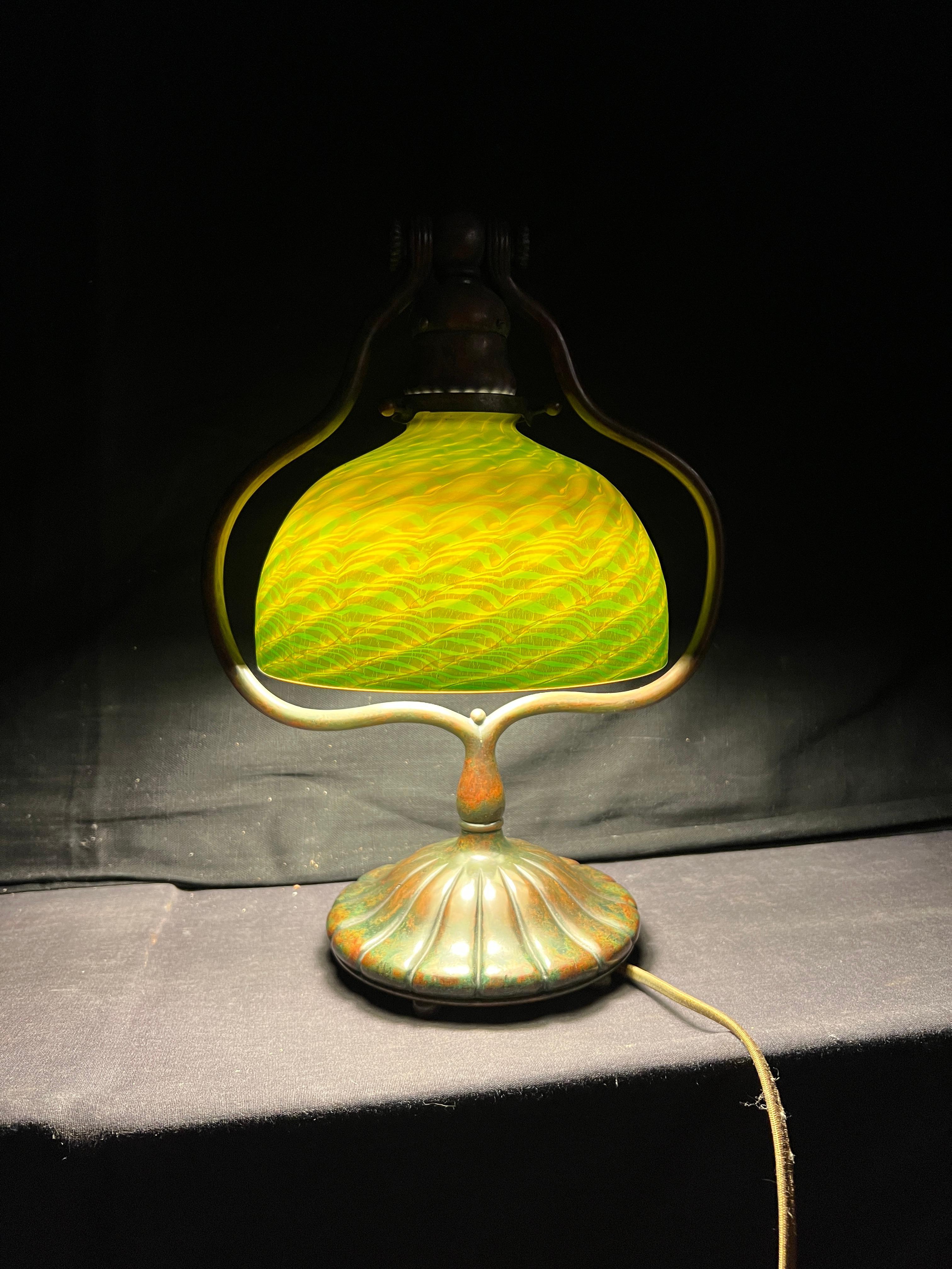 Favrile Damascene Harp Desk Lamp For Sale 9