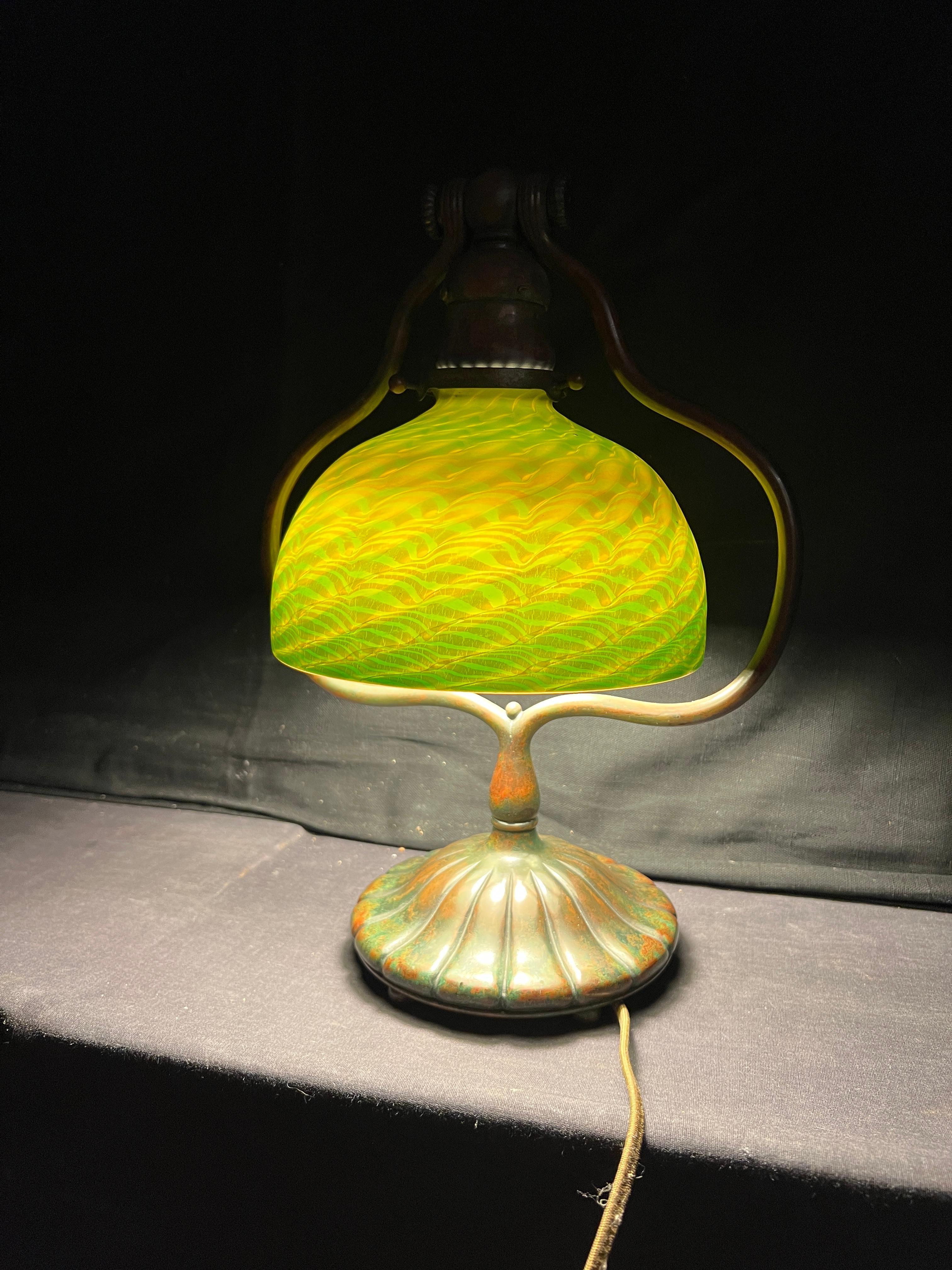 Favrile Damascene Harp Desk Lamp For Sale 10