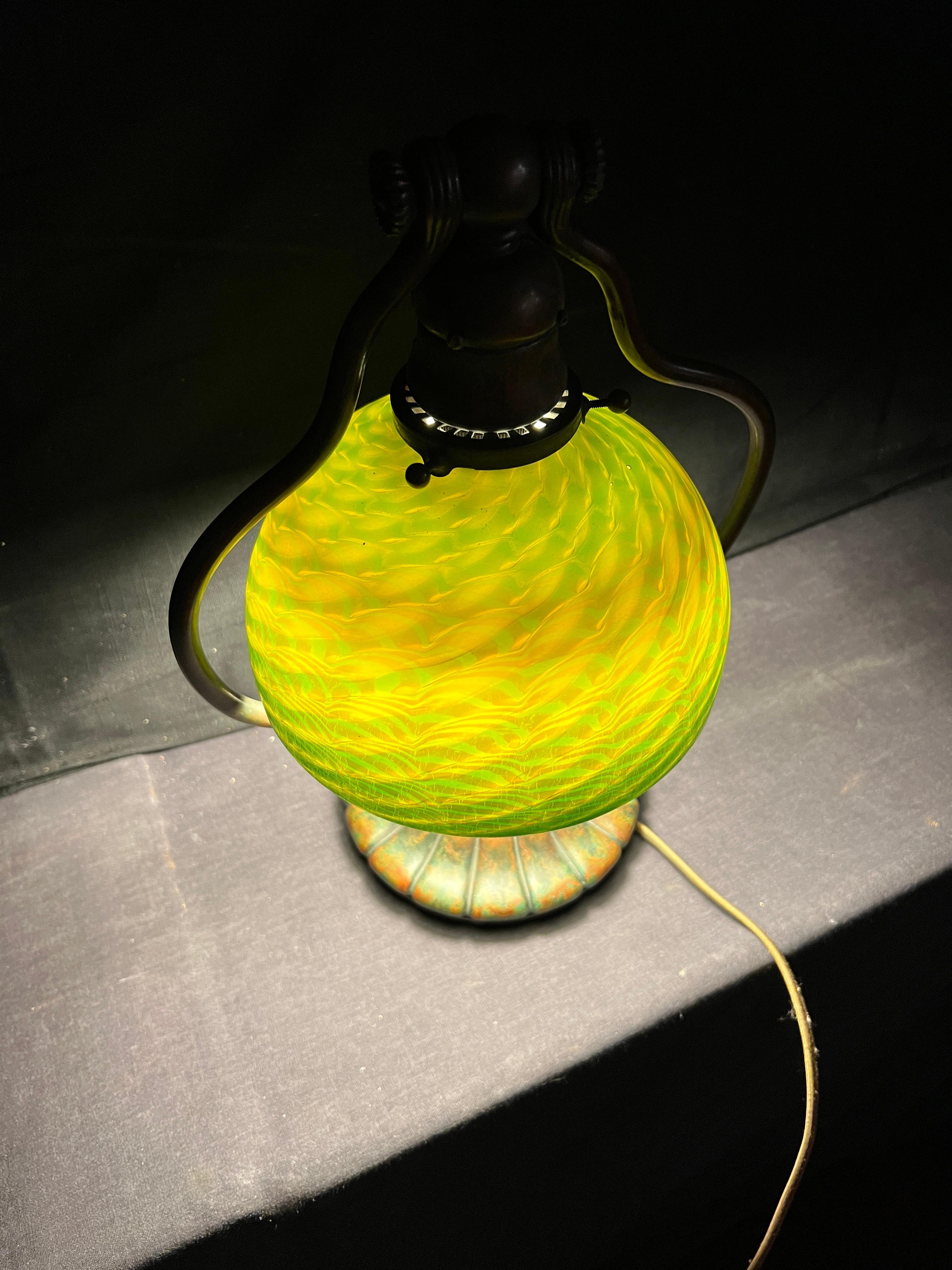 Favrile Damascene Harp Desk Lamp For Sale 2