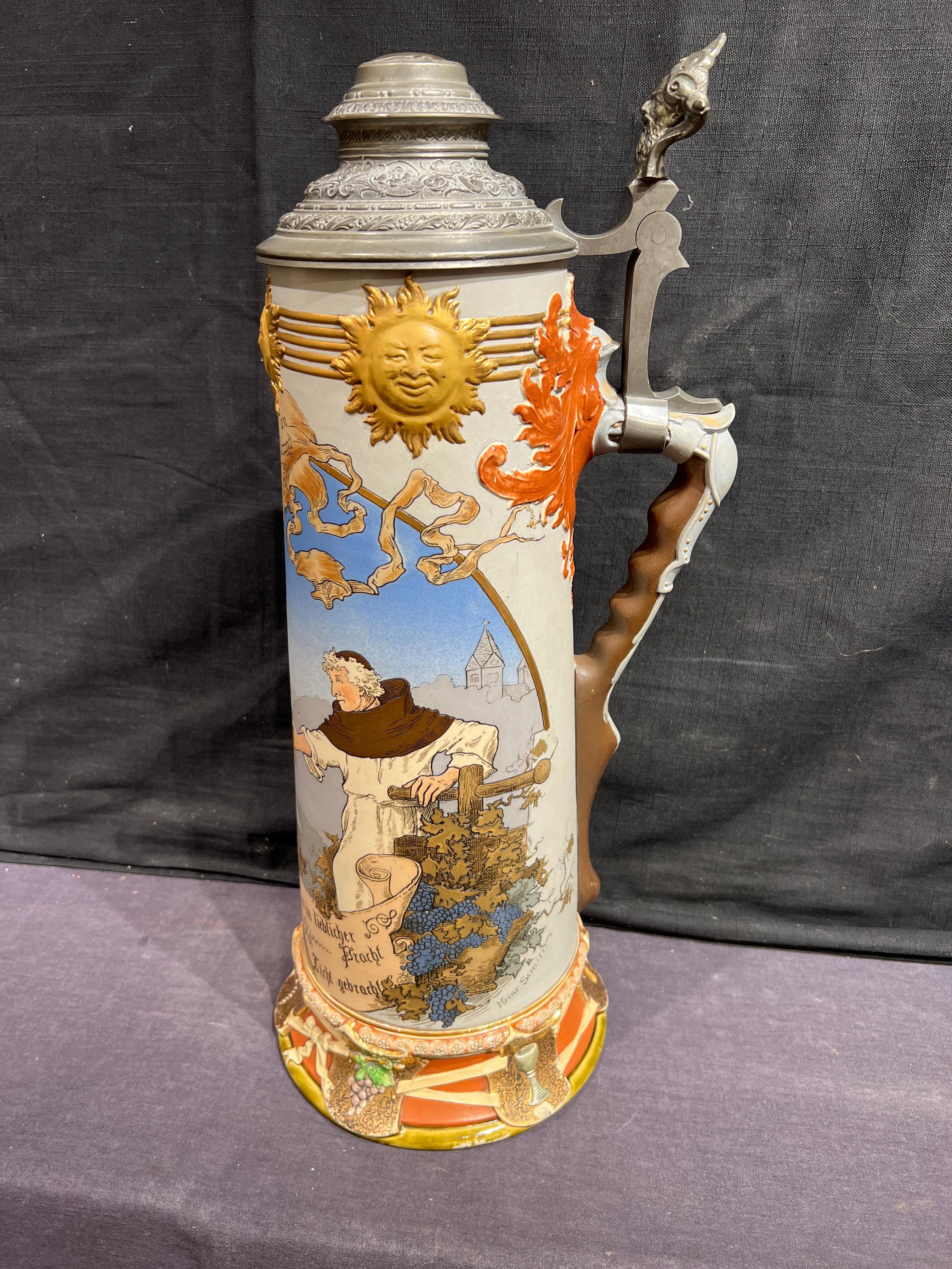 Stein à boire Mettlach Crusaders en vente 2