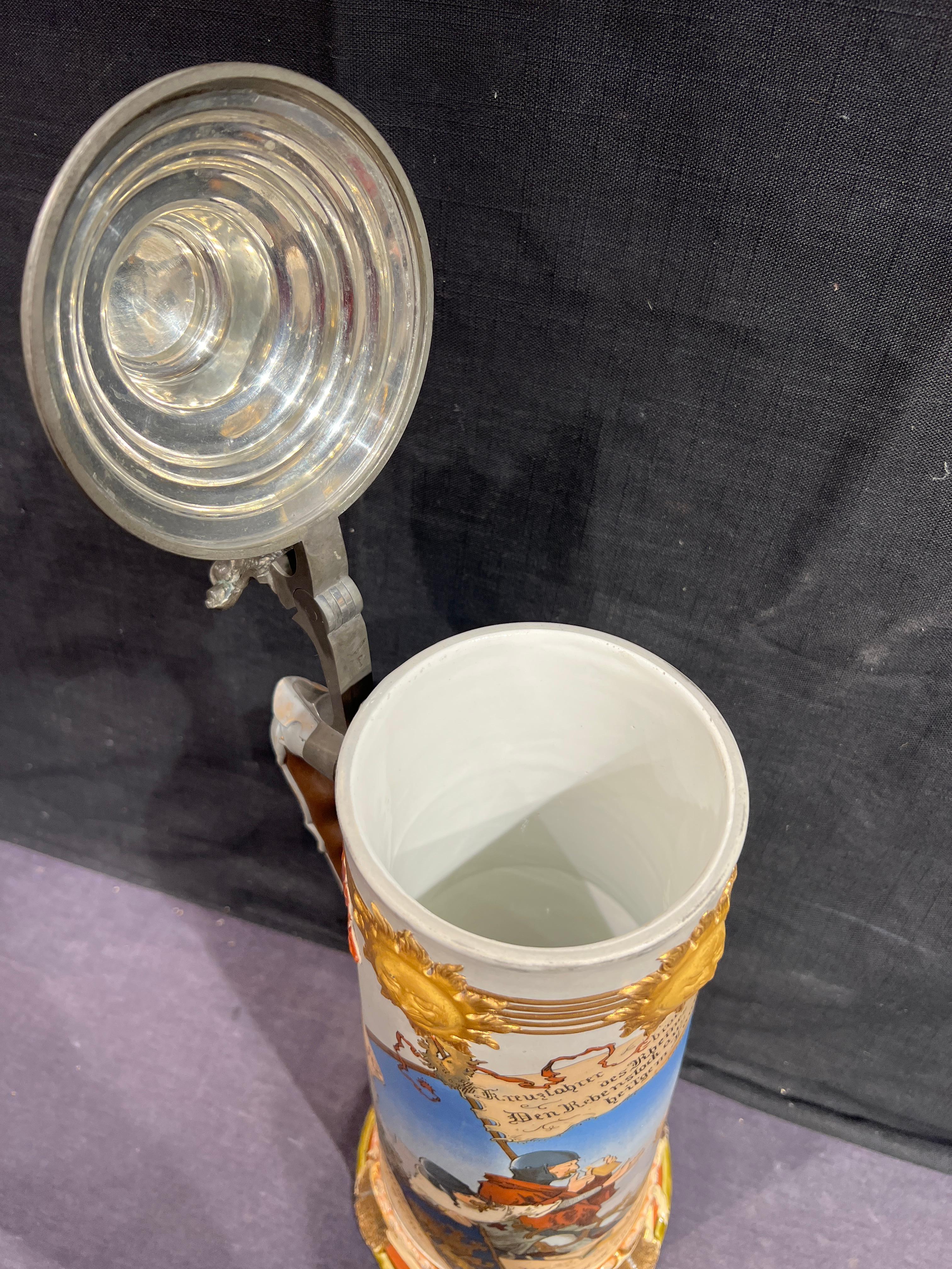 Stein à boire Mettlach Crusaders en vente 3