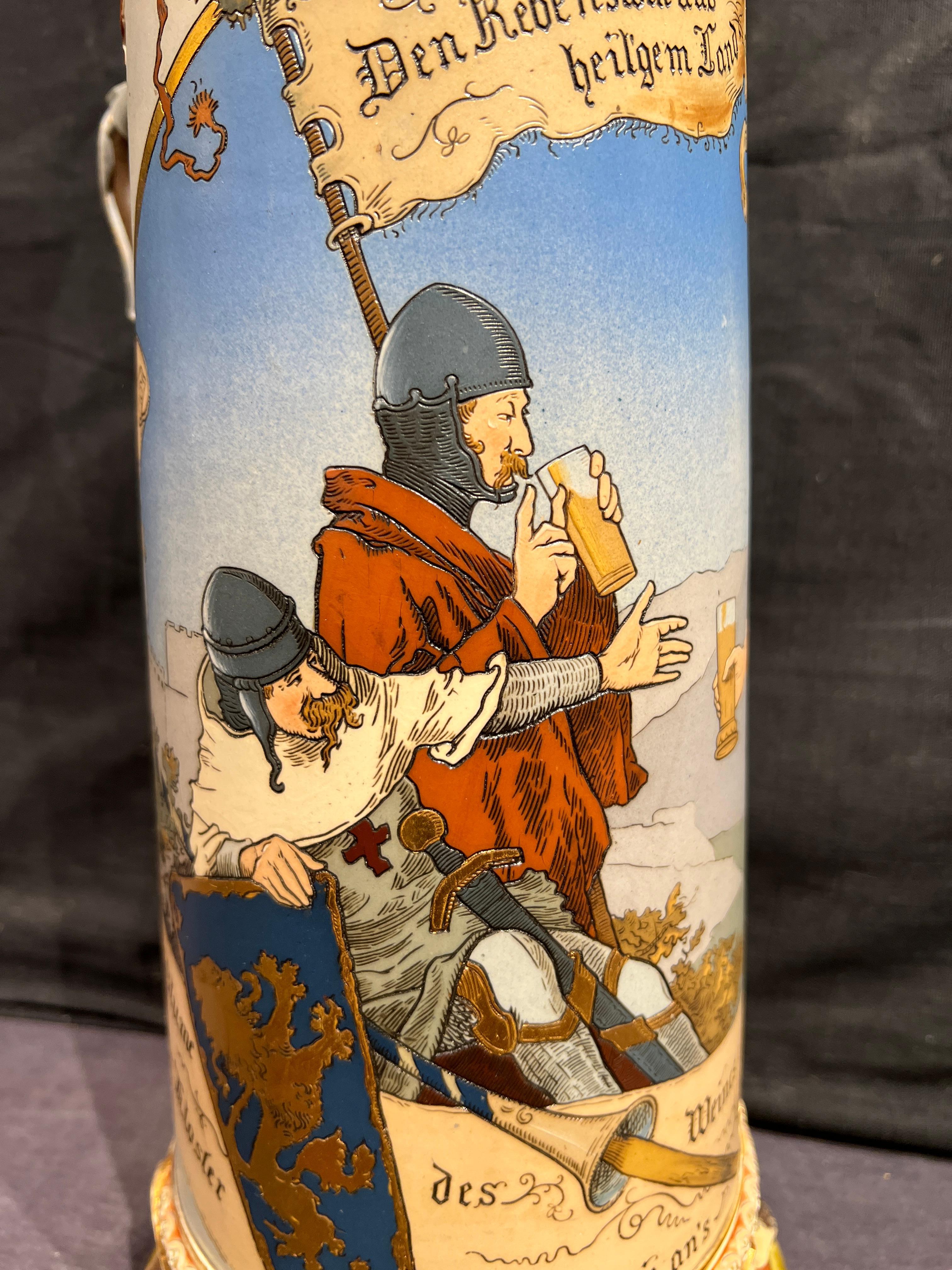 Stein à boire Mettlach Crusaders en vente 5