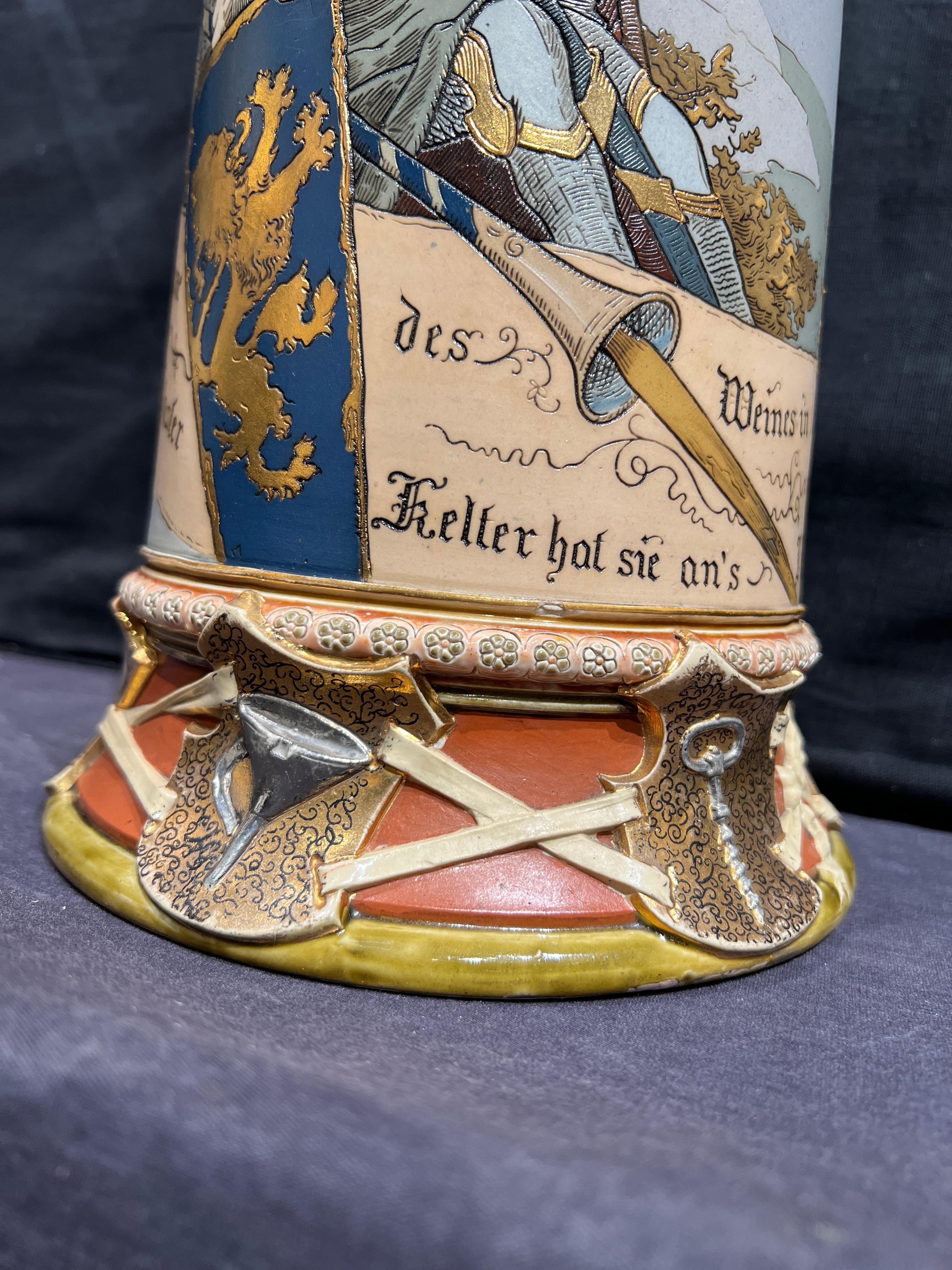 Stein à boire Mettlach Crusaders en vente 7