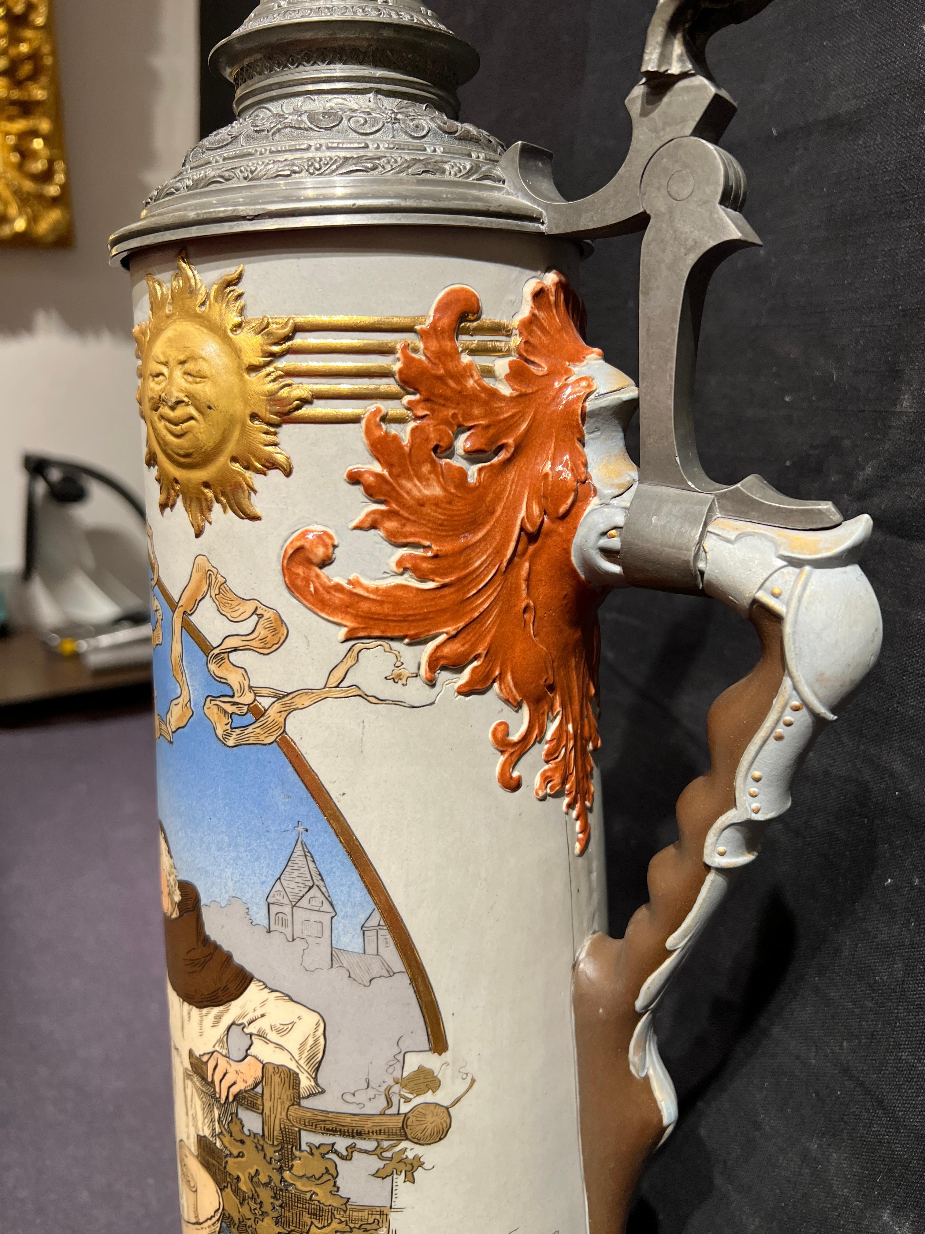 Stein à boire Mettlach Crusaders en vente 10