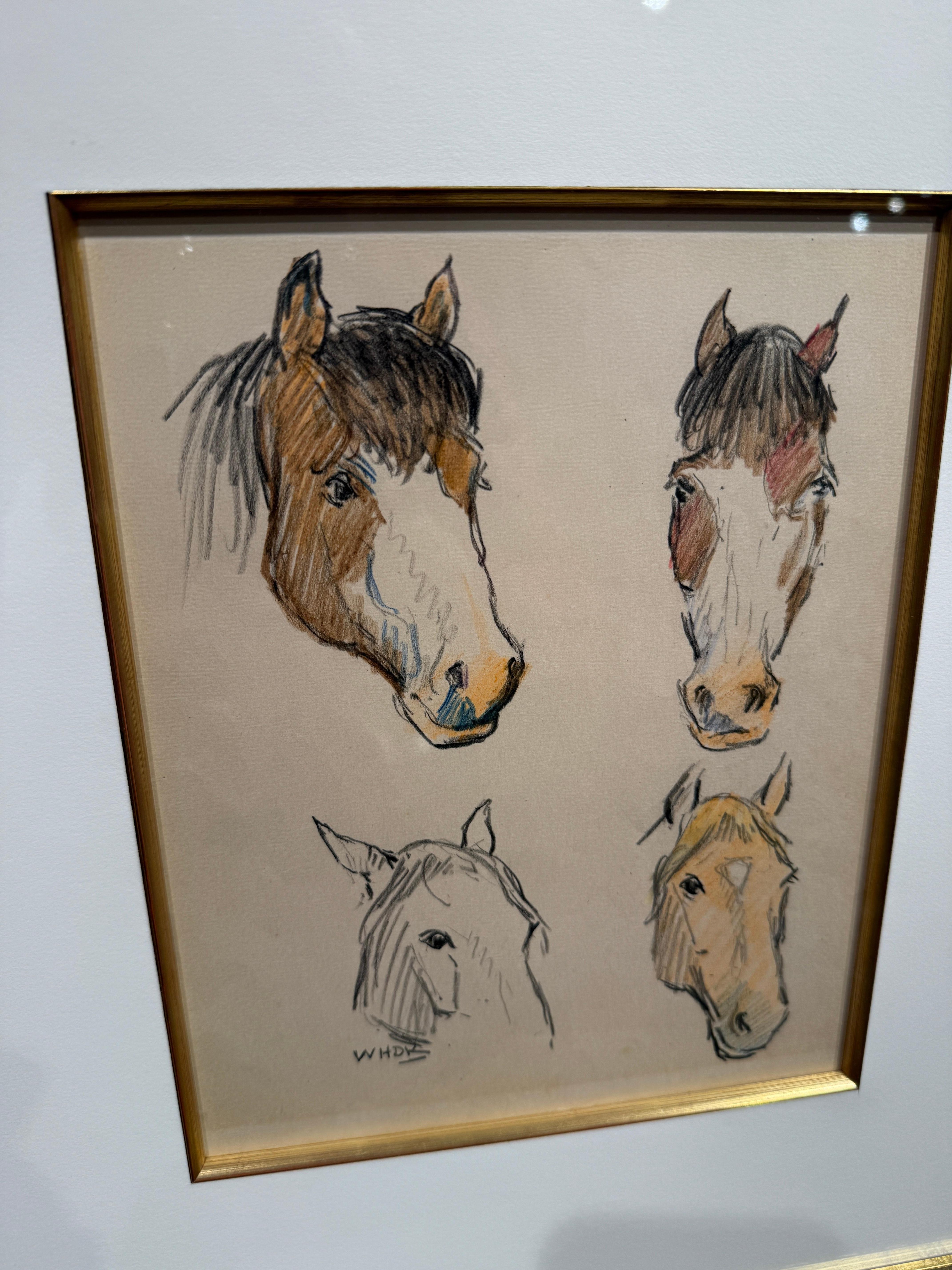 Études sur les quatre têtes de cheval
William Henry Dethlef Koerner (allemand, américain, 1878-1938)
Crayon sur papier
Signé en bas à gauche
9 x 7 pouces
16 x 14 pouces avec cadre

William Henry Dethlef Koerner est reconnu comme l'un des principaux
