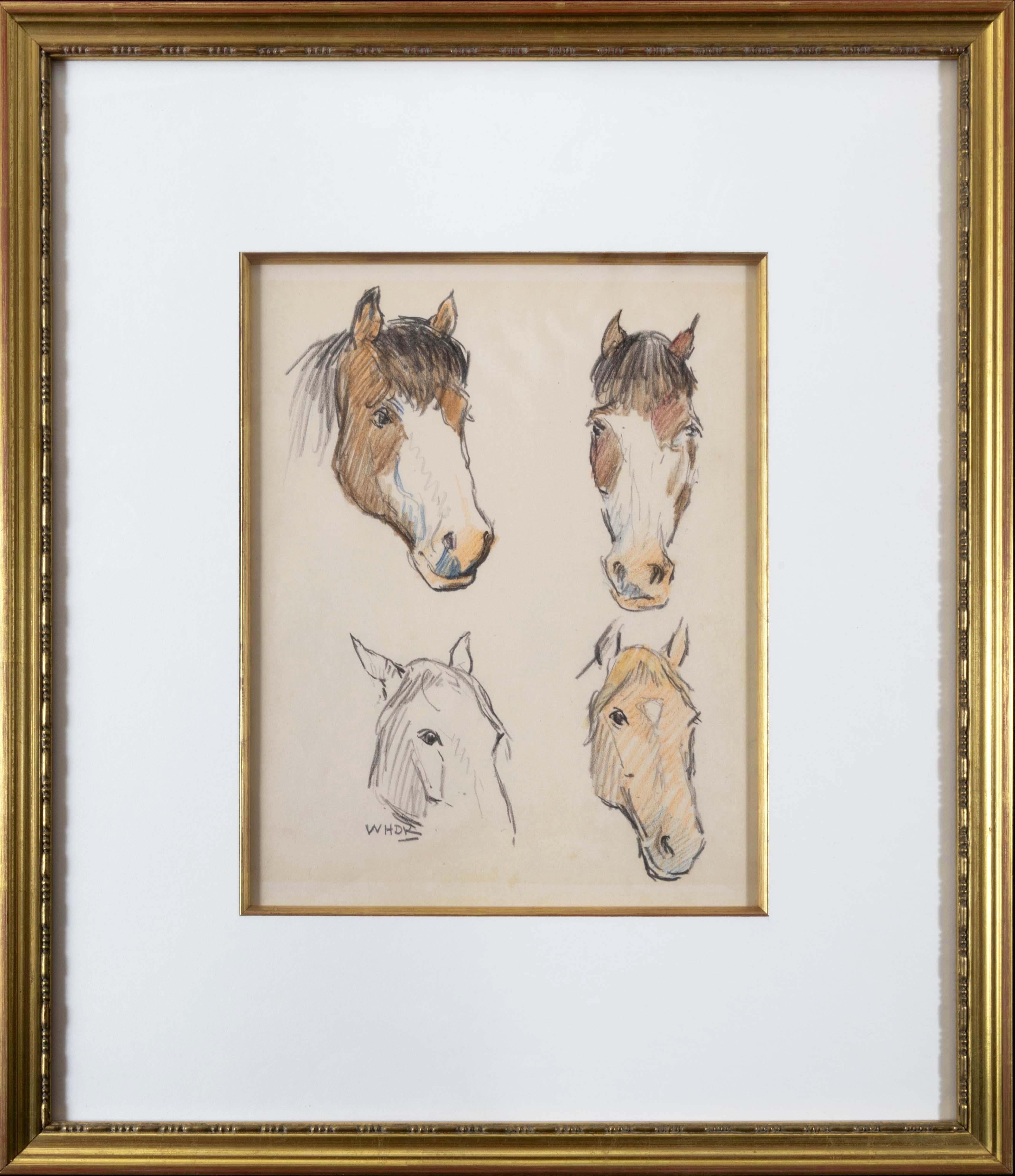 Études sur les quatre têtes de cheval - Art de William Henry Dethlef Koerner