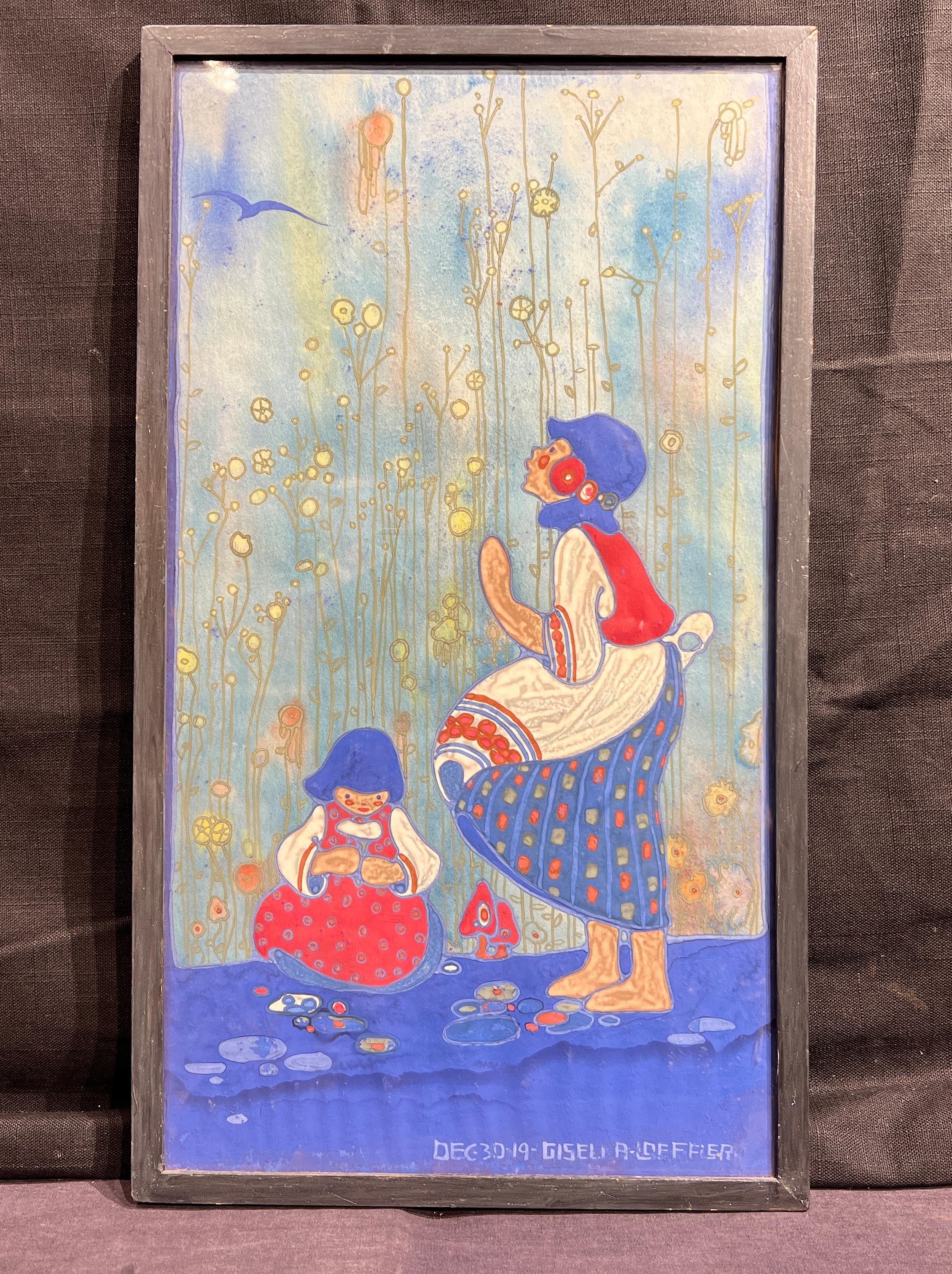 Mother and Child In the Garden - Art by Gisella Loeffler